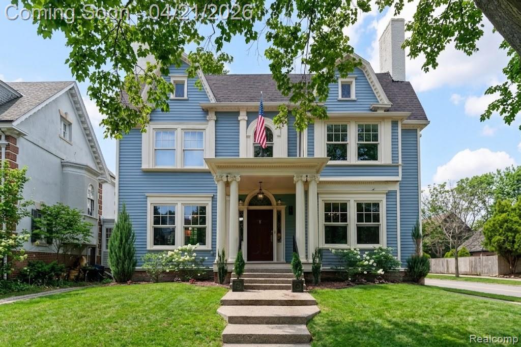 Anything but ordinary here! Step inside to yesteryear where the scale and craftsmanship make an immediate impression in this iconic Indian Village home. Originally built in 1898, this classic Dutch Colonial went through a full restoration in 2021. The home’s original character remains beautifully intact - now elevated with thoughtful updates and exceptional attention to detail throughout every corner. Perfectly poised on a prominent corner lot, it stands as one of the oldest remaining homes in the neighborhood. Historic details were preserved at every single turn. The family room hearth (one of 4 in the house) is adorned with rare Pewabic and inset Seneca tiles - an architectural focal point that speaks to the home’s legacy. Prepare yourself for a true culinary experience in the kitchen that works as well as it looks - custom cabinets with tons of storage space, Quartz countertops, 36inch 6 burner range with pot filler faucet, and Viking stainless steel appliances with walk in pantry. On the second floor, you'll find 5 oversized bedrooms (two ensuite) with tons of natural light pouring in. The fully finished third floor is complete with a full bath, living room, and bedroom. Designed for both intimate evenings and grand galas, the home flows effortlessly between refined interiors and a large, fully fenced in yard. A two-car detached garage adds everyday convenience. Enviable location. Short stroll to West Village to visit staples like Sister Pie, Norms Diner, Red Hook, Eugenie for a little shopping, and more. Just minutes to Belle Isle, Downtown Proper, and Grosse Pointe. This is a true showpiece home - rich in history, unmatched in character, and impossible to replicate. Once it’s gone, there won’t be another like it.