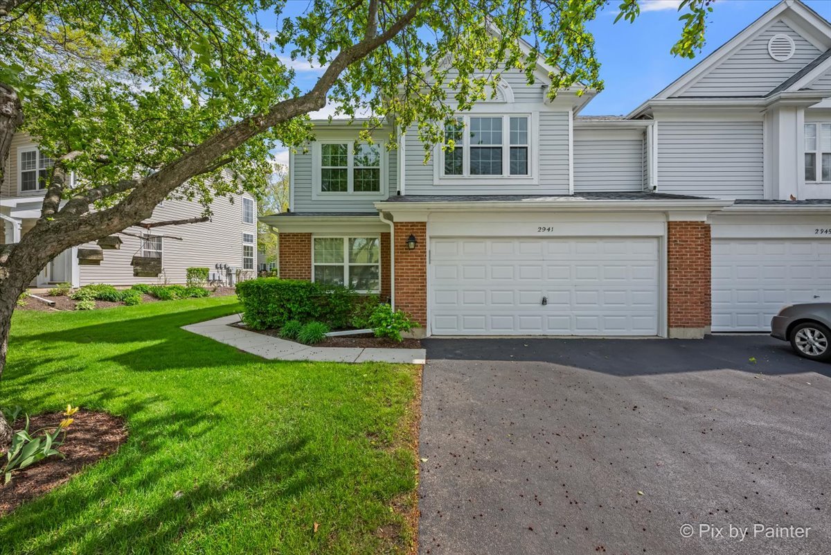 Beautiful end-unit TH that lives like a single family home. Desirable floorplan w/many updates T/O. Enter the home to a soaring vaulted ceiling w/incredible palladium windows dressed w/custom made roman shades all on the first level. Newer luxury hard plank designer flooring T/O first level. Newer light fixtures & ceiling fans T/O. Attractive painted walls in todays trend of colors. Gas FP in LR. First floor powder room recently updated completely & is stunning! Great room concept w/living & dining rms together. Den is used as a TV room but can also be a 1st floor bedroom if desired. Updated bright eat-in kitchen including SS appliances w/sliders w/custom shade to patio w/views of beautifully landscaped common grounds. Master en-suite includes W/I closet, double bowl vanity, shower & a deluxe sitting room w/double doors. This model had this space as an option for a 3rd bedroom - it can be converted easily. 2nd bedroom is very comfy with W/I closet. Laundry on 2nd level! Oversized 2 car garage w/plenty of room for cars & storage. Both furnace & A/C have been updated. Towne Place West has a reputation as one the more desirable places to live with a well run association, beautiful landscaping T/O neighborhood, walking/bike trail & easy access to all shopping, restaurants, main roads & 2 metra train stations not far away. It is a great place to call home! Estate sale