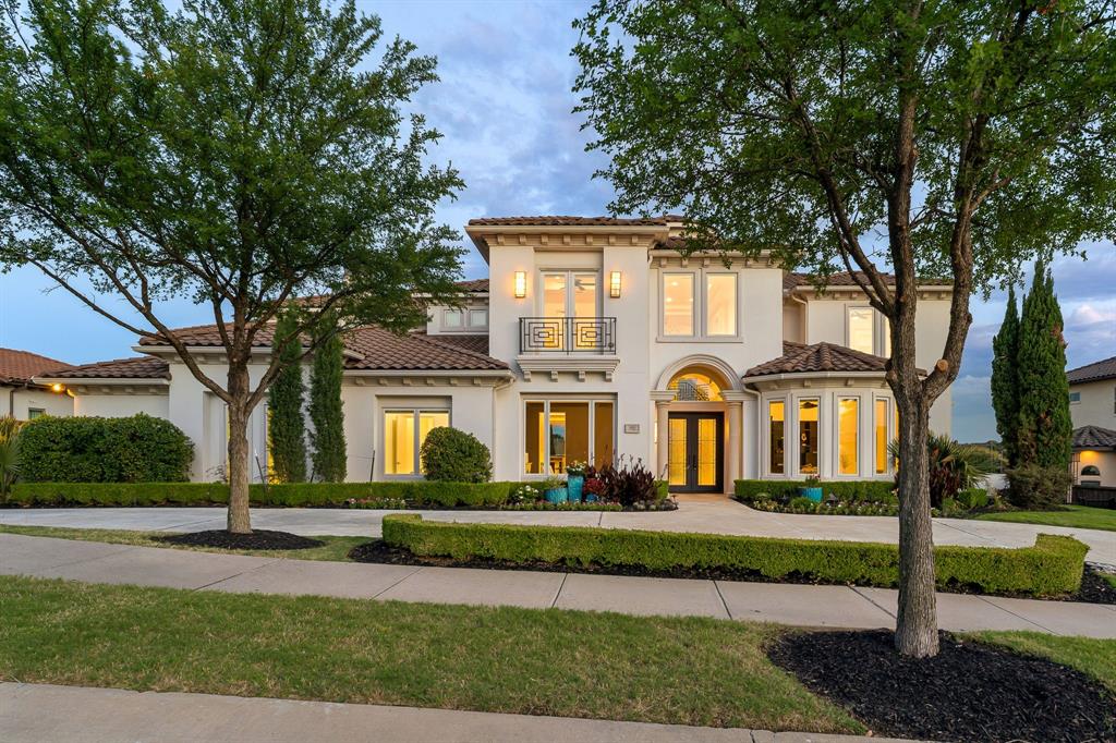 Introducing an exceptional Modern Contemporary California home that offers breathtaking elevated views of the golf course & stunning sunsets, nestled within one of North Dallas's most prestigious guard-gated communities. Spanning over 8,100 square feet, this architectural masterpiece is designed to impress & provides the ultimate in luxury living & grand entertaining. Magnificent foyer featuring an impressive chandelier & a sweeping grand staircase. Lovely home office & an elegant dining area that set the stage for sophisticated gatherings. Exceptional living area, with its expansive wall of glass, overlooks the inviting pool & captivating golf course.The gourmet chef’s kitchen is a true showstopper, stunning cabinetry, a long serving bar, an expansive island, a butler's pantry & top-of-the-line appliances including double ovens, warmer & built-in frig-making it a dream for any culinary enthusiast. The spacious breakfast nook seamlessly connects to a striking family room, perfect for both relaxation & entertainment. Exquisite master suite with a cozy sitting area & a breathtaking view of the pool & golf course, featuring a spa-like bath, a large WIC & direct access to the exercise room. First floor has 3-bedroom suites (including the master), a dedicated home office & an exercise room. Upstairs comes with a spacious game room, an impressive wet bar, access to a scenic balcony, 3 spacious bedroom suites & an amazing state-of-the-art media room. The ultimate backyard oasis featuring an outdoor kitchen, a dining area, multiple lounging spaces, a putting green & a breathtaking infinity pool & spa. Additional amenities include a spacious laundry room, a mudroom, motorized shades & a 4-car garage with an electric gate for added security. Located inside the guard-gated Enchanted Hill, the crown jewel of the Neighborhood at Castle Hills. Enjoy a private park with walking trails, lakes, a fishing pond, a formal garden with a hedge labyrinth & tower & open greenbelt areas.