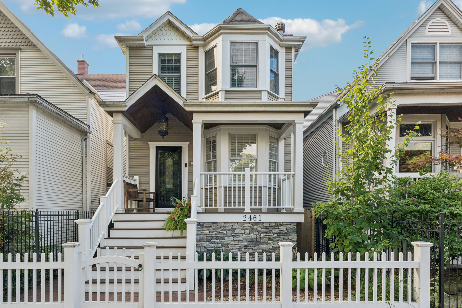 Finally, after 25 years with its original owners, numerous upgrades and renovations, this North Center/Lincoln Square Gem is on the market! Lovingly maintained with meticulous TLC, this beautiful, 4 bedroom, 3.5 bath, single family home sits on a one way, quiet, tree-lined street just steps from the Riverbank Neighbors Park  walking path, Horner and Wells parks, and within the coveted Waters Elementary School District. Stylish and comfortable, and graced with hardwood floors throughout, the rooms of this home blend seamlessly for everyday living or high-end entertaining. The formal living room, punctuated by one of three wood burning/gas fireplaces in the home, and surrounded by windows featuring beautiful Carolina Shutters, leads to the formal dining room defined by beautiful inlaid hardwood floor detail, perfect for dinner parties. A large pantry and tastefully decorated powder room comes next, before you enter the heart and soul of the home: a stunning, completely renovated chef's kitchen, designed by acclaimed designer, Rebekah Zaveloff's "Kitchen Lab". A gorgeous Calcutta Marble island, large enough for five to gather comfortably, is surrounded by quartzite countertops, inset European cabinetry, undermount lighting, Sub Zero Fridge, four burner Wolf stove with double griddle, Bosch dishwasher and microwave drawer, and a striking stainless steel hood. The large, furniture-style, built-in cabinet/pantry completes this masterpiece! The adjacent great room is both spacious and cozy, complete with another wood burning/gas fireplace and flooded with light from the floor to ceiling windows and sliding glass door that leads to the outdoor deck outfitted with stained wood screening for privacy, a state-of-the-art, built-in grill with surrounding cabinets and stone countertop, and a built-in overhead radiant heat lamp-another of the many renovations only a few years old. Take a few steps down and you'll find a true outdoor oasis: the Shangri-la-feeling patio is grounded in blue-gray limestone surrounded by a row of towering Aspen trees, meticulous landscaping, a built-in gas fire table and another built-in radiant heat lamp perfect for cozying up to the fire during chilly Chicago nights.  A wide staircase leads to a huge lower level family room, with brand new carpeting throughout, a full bathroom and the spacious fourth bedroom with large closet. Also on this level , you'll find another beautifully renovated laundry room with front loading W/D, a marble folding table, inlaid cabinetry, and  huge storage closets. Across the hall, behind an ornate glass door is the custom built wine cellar, with enough space for hundreds of your favorite vintages. The upper level features two more bright spacious bedrooms and full bath, and a generous primary suite, flooded with light from the new sliding glass doors, and a  coffered ceiling adds to the spacious feel. The showstopper is the completely renovated spa like primary bath, surrounded in beautiful marble, featuring a large soaking tub, huge shower,with rain spout and radiant heated floors. The entire home is appointed with hardwood floors, custom window treatments and high end lighting. A one of a kind gem in a wonderful neighborhood! Seller is a Licensed Real Estate Broker.