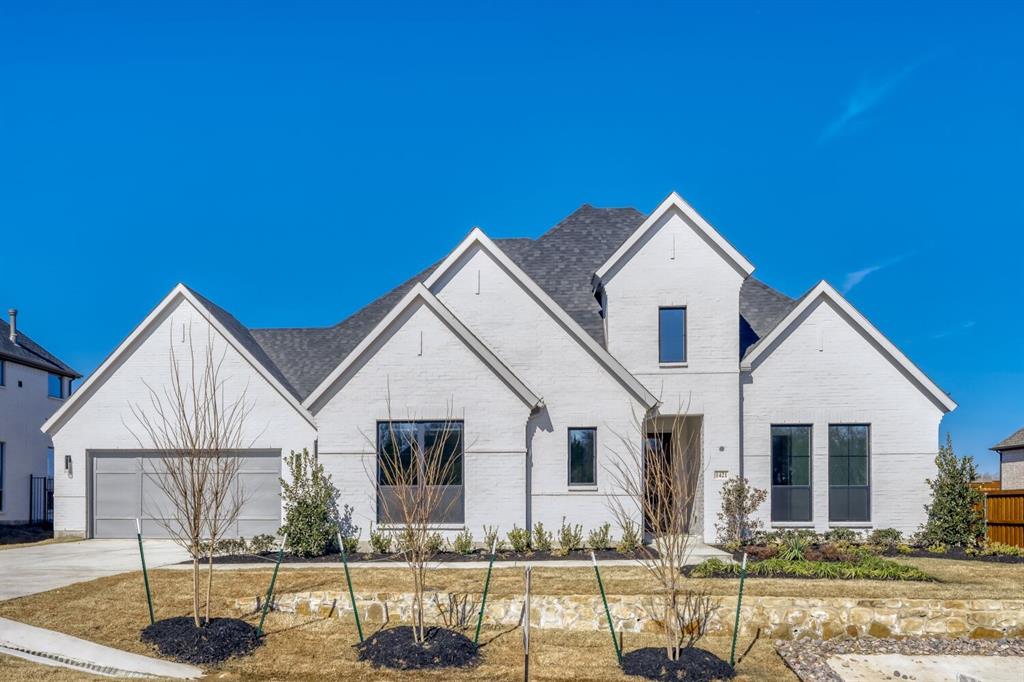 Beautiful 1 story home with 4 bedrooms, 4 full baths, 1 powder bath, dining area, study, game room, media room, outdoor living area and 4-car garage. Thoughtfully designed with your family in mind, this fabulously designed plan has everything you need! As you enter the foyer from your extended porch, you can easily access three secondary bedrooms each with their own walk-in closet and full-size bathroom. Continuing through the foyer, you will enter the gourmet kitchen that has been designed to be the heart of the home and is complete with a large center island, ample counter space and a tucked away pantry and laundry room. Enjoy preparing your meals with views into the dining and living areas. In the family room, your attention will be drawn to the gorgeous center fireplace and cathedral ceilings, complete with access to the huge outdoor living space. The spacious game room overlooks the main living area and gives you access to the private study located on the opposite side of the home. The main bedroom offers the perfect retreat for relaxation! Bathe in natural light from the wall of windows and enjoy the amazing en-suite bathroom with dual vanities, soaking tub and two walk-in closets.