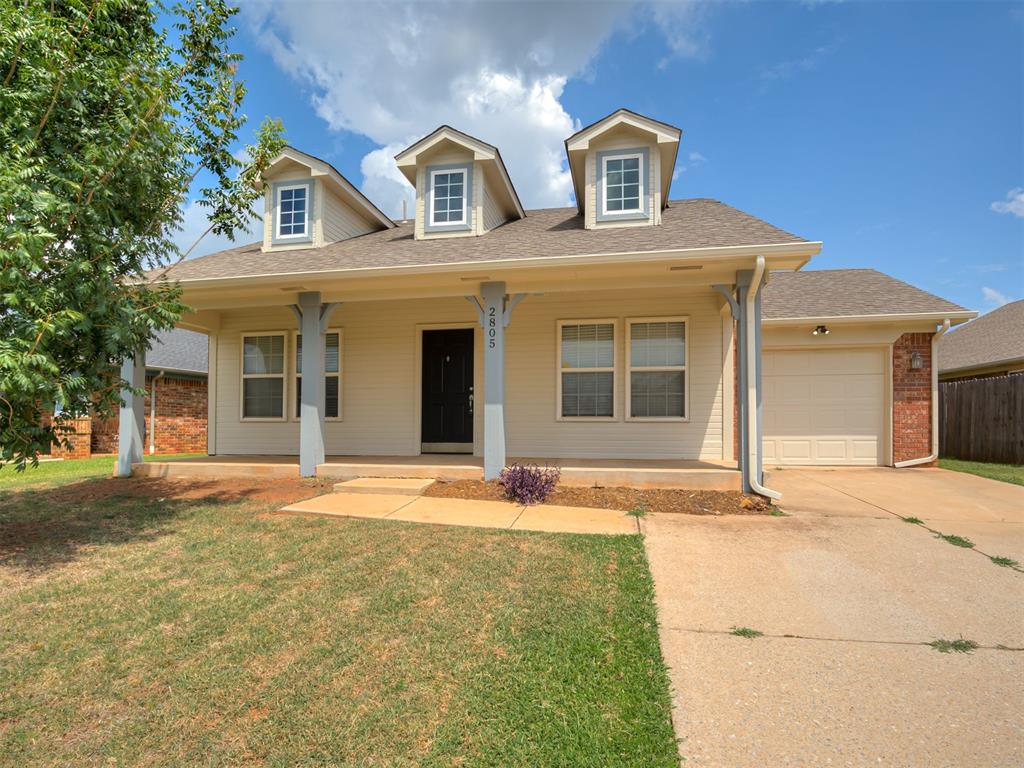 Whether you are looking for an affordable starter home or a down-sizer, this sweet two-bedroom, two-bathroom house is fantastic for someone needing a very manageable space to live. The huge front porch allows plenty of room for some outdoor seating so you can socialize with friends and neighbors on a nice day! Step inside where you'll find an open, well-lit living/dining space that is great for entertaining! The kitchen offers a window over the sink for added natural light, plus direct access to the patio for an easy grill to table transition. Take the primary suite for yourself with a private full bath. Then, you have the second bed and bathroom for a guest bed or home office. The open concrete back patio will sit your outdoor furniture nicely while looking over a large, fully fenced yard! This charming home is located in the popular Valencia neighborhood, with amenities such as splashpads, playgrounds, ball fields, and walking trails galore!