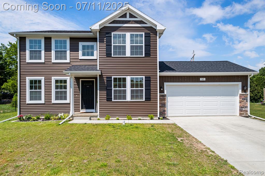 Built in 2024, this 4-bedroom, 2.5-bath two-story home offers 2,280 square feet of bright, beautifully designed living space. Large windows fill each room with natural light, highlighting the clean white palette and beautiful stylish flooring throughout. The spacious layout features large, airy rooms and an open-concept main level anchored by a great eat-in kitchen. Complete with an island, stainless steel appliances, and generous counter space, this kitchen is ready for everyday meals or entertaining guests. Upstairs, generously sized bedrooms provide comfortable retreats, while the basement—featuring egress windows—offers future finishing potential. Outside, enjoy the patio and the wide-open backyard—perfect for gatherings, gardening, or simply relaxing. A fresh, modern home with thoughtful design and space to grow.