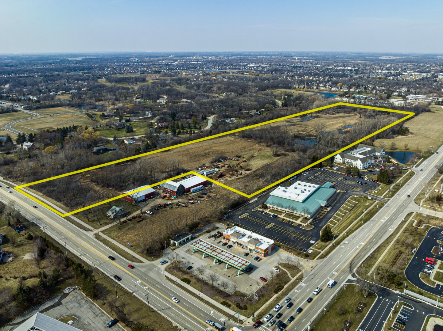 Excellent opportunity to annex 34-acres of farmland into the Village of Gurnee right next to Gurnee Park District for residential development That Can Be Assembled With 0 Hunt Club With All Utilities + Access, Low Agricultural Taxes & High Density Available To Developers That's In Sought After Gurnee By 36-Hole Bittersweet Golf Course Neighborhood.