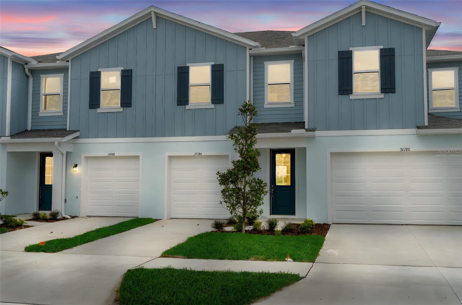 Virtually Staged. The Sand Dollar Live, where every day feels like a vacation in this beautifully designed 3-bedroom, 2.5-bath townhome in Shores at Mirada. This home features 9'4" ceilings on the first floor and an open living space that flows into a modern kitchen complete with 42-inch cabinets, a tile backsplash, stainless steel appliances, and a center island. Upstairs with 9-foot ceilings, the spacious primary suite offers a walk-in closet and private bath, while two additional bedrooms provide flexible space. A one-car garage adds everyday convenience. Enjoy a gated community lifestyle with access to the breathtaking Mirada Lagoon, along with playgrounds, pickleball courts, basketball, and guest parking. Visit today and see why everyone is talking about Mirada! SAMPLE IMAGES