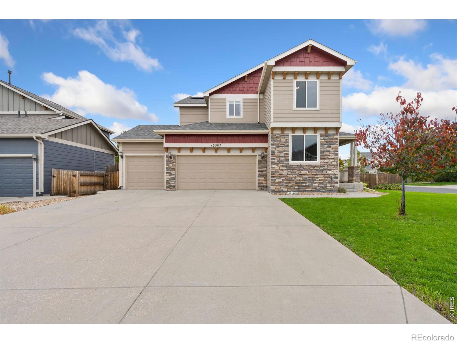 Welcome to 13587 Horseshoe Circle in Mead! This 5-bedroom (plus office), 4-bath home sits on a corner lot and offers plenty of space throughout. Fresh interior paint and new carpet give the home a clean, move-in-ready feel. The primary bedroom features a fireplace, creating a cozy retreat. An attached 4-car garage provides plenty of room for vehicles and storage. The finished basement offers additional living and entertaining space and a wet bar. Outside, enjoy the extra space of the corner lot, plus a hot tub that is negotiable with the sale. With plenty of living space and recent updates, this Mead home is ready for its next owners!