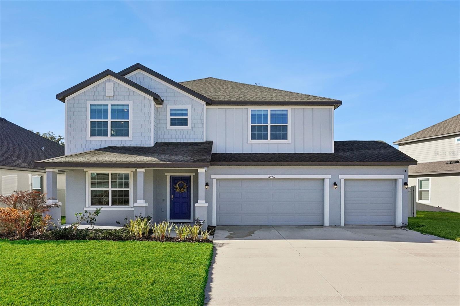 One or more photo(s) has been virtually staged. UNBEATABLE VALUE meets luxury living in this gorgeous home located at the front of Mirada...JUST A QUICK BIKE RIDE TO THE LAGOON!!! This 2023 -BUILT FORMER MODEL HOME offers all the benefits of new construction without the wait, uncertainty, or additional expense. Why settle for builder-grade new construction when you could have a like-new home with premium finishes and upgrades!!Perfectly positioned on a PREMIUM LOT WITH NO REAR NEIGHBORS in a sought-after GATED COMMUNITY, THIS 5-BEDROOM, 3.5-BATHROOM residence with a spacious 3-CAR GARAGE blends modern design, flexible living spaces, and resort-style amenities—all just moments from the community’s spectacular lagoon.Step inside to an airy, OPEN FLOORPLAN filled with GENEROUS RECESSED LIGHTING AND LUXURY VINYL PLANK FLOORING throughout the main level. The formal dining room provides an elegant space for entertaining, while the expansive family room flows seamlessly into the designer kitchen. Here, you’ll find CRISP WHITE CABINETRY WITH CROWN MOLDING, SLEEK QUARTZ COUNTERTOPS, A HUGE CENTER ISLAND WITH SEATING FOR FOUR, DOUBLE CONVECTION OVENS, AN INDUCTION COOKTOP, AND A WALK-IN PANTRY to keep everything beautifully organized. UPGRADED MODERN LIGHT FIXTURES in the dinette area and family room elevate the space with style and sophistication.The MAIN LEVEL ALSO FEATURES A PRIVATE BEDROOM AND FULL BATH—ideal for guests, multigenerational living, or a home office. WROUGHT IRON SPINDLES accent the staircase, leading to DUAL BONUS SPACES perfect for a media room, playroom, study zone, or additional lounge areas. The spacious primary suite showcases an ELEGANT TRAY CEILING and a luxurious en suite bath complete with a RELAXING GARDEN TUB—your own private retreat.Enjoy year-round outdoor living in the enclosed, SCREENED-IN LANAI OVERLOOKING THE FULLY FENCED BACKYARD. WITH NO REAR NEIGHBORS, THIS PREMIUM HOMESITE offers added privacy and peaceful views.Residents enjoy access TO INCREDIBLE RESORT-STYLE AMENITIES, including a breathtaking 15-acre lagoon with sandy beaches, a clubhouse, resort-style pool, fitness center, pickleball and tennis courts, bocce ball, shuffleboard, and more. UltraFi HIGH SPEED INTERNET AND CABLE IS INCLUDED for added convenience.This exceptional home combines model-quality finishes, the feel of brand-new construction, and the advantage of immediate move-in—without the stress of building from scratch.