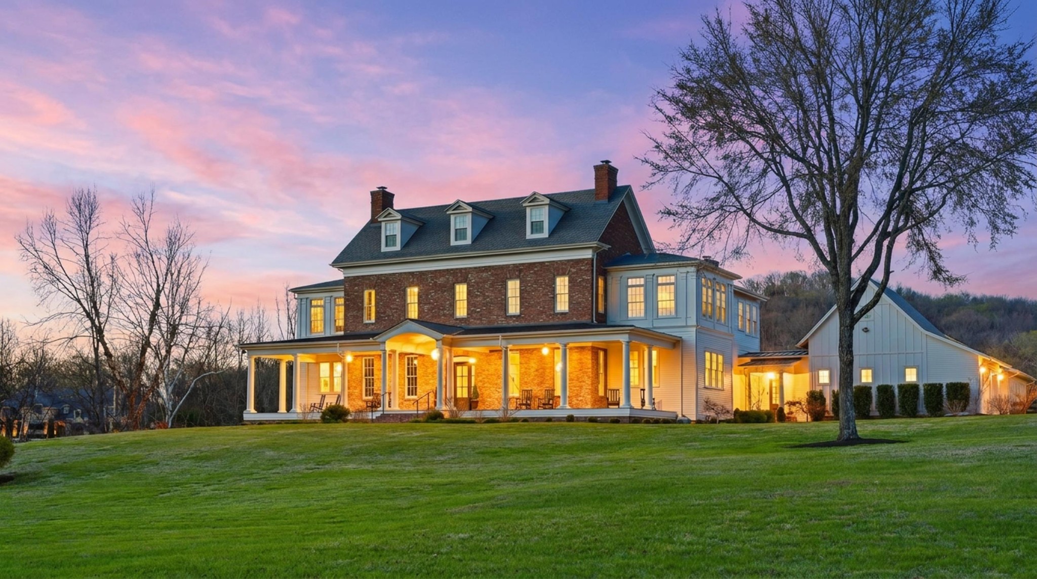 Imagine the peace and privacy of 20 gated, rolling acres of Tennessee countryside, paired with a timeless estate filled with historical elements and natural light. A lifestyle that brings together the best of country living, refined amenities, and exceptional recreation. A deep 72-foot wraparound porch welcomes you to the 10,995 square-foot Georgian residence designed with generous, yet thoughtful, scale. Every room serves a purpose. Every space invites gathering. Five fireplaces warm you. A main-level primary suite restores you. A refined den/whiskey room offers the perfect retreat to unwind at the end of the day, while the media/recreation room invites movie nights and relaxed gatherings. Four additional ensuite bedrooms, a den, an office, and, true to Southern style, two climate-controlled sleeping porches complete the upstairs, with an elevator quietly connecting all levels. Wellness and recreation are built in with a gym, pool, 12-person spa, and lighted pickleball court. For the collector, five garage spaces at the residence are complemented by a car barn with room for nine additional vehicles. And that’s just the beginning. The land is what truly sets this property apart, with a picturesque pond, serene views, and open pastures offering ample room for horses, cows, goats, chickens — or simply sitting on the porch, sipping your favorite beverage and enjoying the quiet and peace of the countryside. Enjoy the property as it is, or take advantage of the additional recorded build site and let your vision become your reality. This is an offering of rare scale and lasting significance. NOTE: The property is also available as a 35-acre offering, 4810  Scenic Oaks Lane, at $11,995,000, including three additional build sites.