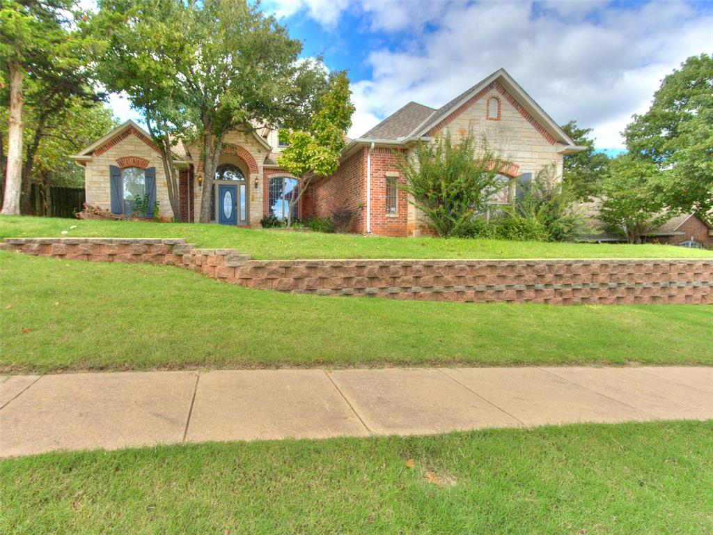 Discover beautiful living in the highly sought-after Steeplechase community, located within the desirable Edmond School District! This stunning 4-bedroom, 3-bathroom home offers a thoughtfully designed open floor plan, soaring vaulted ceilings, oversized windows that fill the home with abundant natural light, beautiful flooring, and rich woodwork throughout. Step inside to a spacious living room featuring a cozy fireplace and custom built-in shelving, complemented by a versatile formal dining room that could easily serve as a home office. The living area flows seamlessly into the dining space and beautifully appointed kitchen, featuring quartz countertops, stainless steel appliances, a new dishwasher, built-in oven, gas cooktop, walk-in pantry, and a spacious center island with additional storage and electrical outlets. The thoughtfully designed split floor plan provides both comfort and privacy. Two secondary bedrooms share a convenient Jack-and-Jill bathroom, while the fourth bedroom is located near a full bathroom, ideal for guests. Tucked away in its own private wing, the spacious primary suite offers a relaxing retreat with a generous en-suite bathroom and walk-in closets. All bedrooms feature ceiling fans. Additional highlights include a dedicated laundry room with a utility sink, built-in shelving, mudroom area, and convenient exterior access. Step outside to enjoy the covered patio, perfect for relaxing or entertaining. A spacious three-car garage with an in-ground storm shelter adds convenience and peace of mind. Beyond the home, enjoy the wonderful amenities Steeplechase has to offer, including maintained greenbelts, a community swimming pool, park, and scenic walking trails. Beautiful craftsmanship, a functional layout, and an exceptional neighborhood setting make this home one you won't want to miss. Schedule your private showing today!