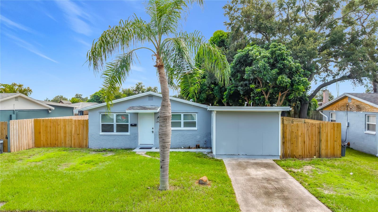 Welcome to this charming RENOVATED 4-bedroom, 2-bathroom block home in a quiet Pinellas Park neighborhood! Situated on a generously sized lot with a fully fenced backyard and NO HOA, this move-in-ready home is perfect for first-time buyers or investors. Recent updates include BRAND NEW A/C, renovated kitchen with brand new appliances, updated bathrooms, fresh interior & exterior paint, and bright tile flooring throughout. Centrally located with easy access to shopping, schools, US-19, and Tampa Bay beaches. Don't miss this one! This home did NOT flood during recent hurricanes.