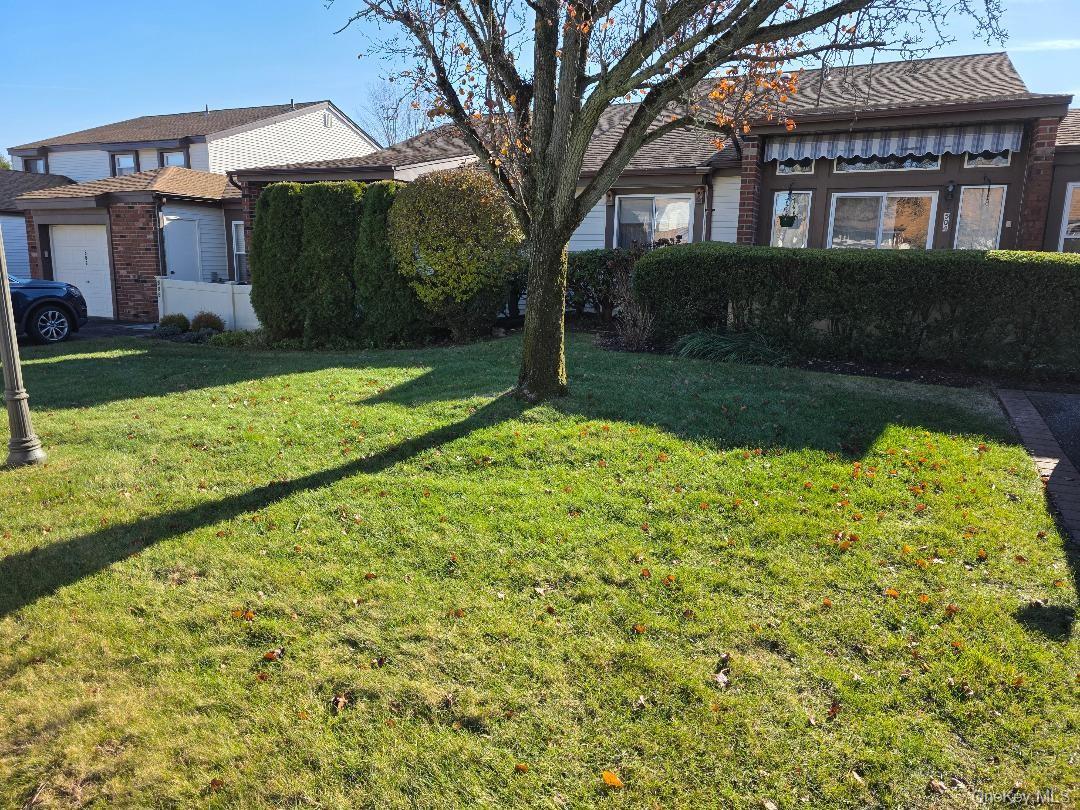 Gated Community, 55+ Senior Community, Fairfield St. James, 1st Floor No Steps, Garage, Outdoor Patio Courtyard, Central Air, Washer Dryer, Low Taxes $3561 without STAR, Low HOA $279 Monthly (includes water internet cable), Walk IN Jacuzzi Spa Style Tub, Community Club House, 2 Pools, 2 Tennis Courts, Shuffle Board and Pond and Gazebo, Furniture and Contents Included Turn-Key, Close to Smithaven Mall and Shopping and Movie Theater. Wide range of adult social activities and community bus service is available.