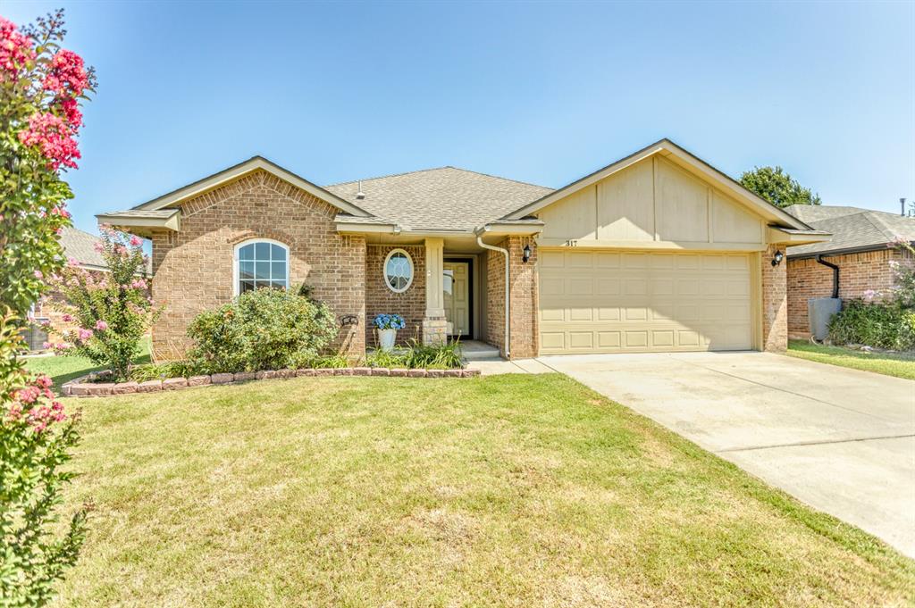 Gorgeous Home Ready for it's New Owner. This well cared for home features an open floor plan, tall ceilings, plantation shutters in the living and dining rooms, and a cozy fireplace. Hard surface flooring in hall, living, kitchen, and dining, carpet in the bedrooms. The kitchen includes a walk-in pantry, beautiful stained cabinetry, tiled backsplash, a bar that is open to the living room, and the refrigerator can stay. The primary bedroom is spacious and boasts a huge walk-in closet and a dual sink vanity. Enjoy backyard activities with friends and family on your own covered patio, as well as the gravel and stone lounging area. The grill and firepit can even stay! New roof in 2021. Convenient North Norman location, just minutes to I-35, shopping, entertainment, and restaurants.