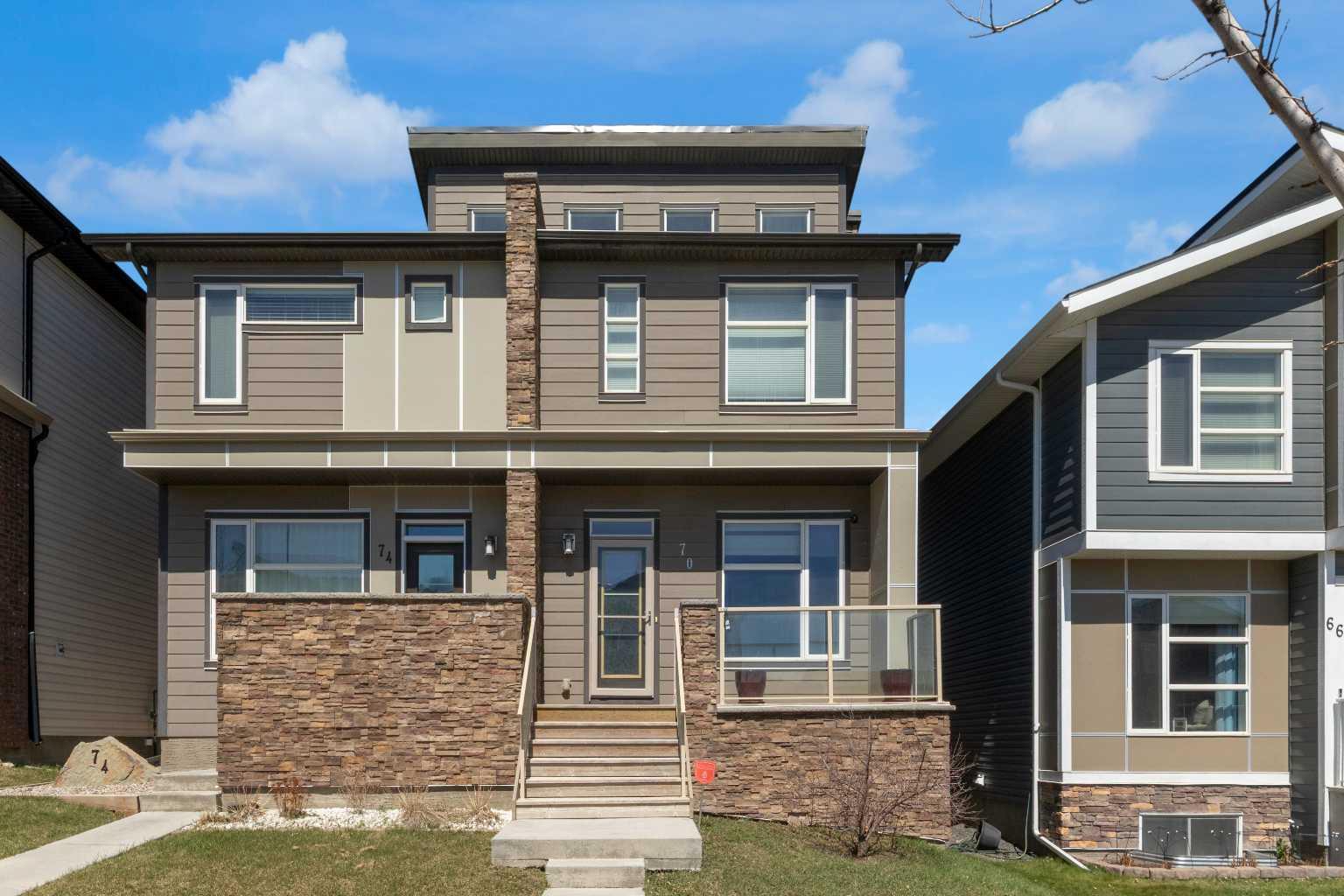 Welcome to this stylish and well-appointed semi-detached home in the desirable community of Sage Hill. Thoughtfully designed with a bright, open-concept layout, this home offers the perfect blend of comfort and functionality.The main floor features upgraded lighting throughout and beautiful maple cabinetry, adding warmth and timeless appeal. The kitchen is a true standout—complete with quartz countertops, stainless steel appliances, ample workspace, and excellent storage, including a second pantry-style closet and a spacious nook ideal for both everyday living and entertaining.Upstairs, you’ll find two generously sized bedrooms, each with its own private ensuite, providing convenience and privacy. The upper-level laundry is equipped with a front-load, large-capacity Samsung Platinum washer and dryer making daily routines effortless.The basement is undeveloped and ready for your future vision, with rough-in plumbing already in place.Located in the family-friendly community of Sage Hill, you’ll enjoy easy access to shopping, schools, parks, and major roadways. This is an excellent opportunity to own a beautifully maintained home in one of Calgary’s most sought-after northwest neighbourhoods.Call your favourite REALTOR® today to book your private showing!