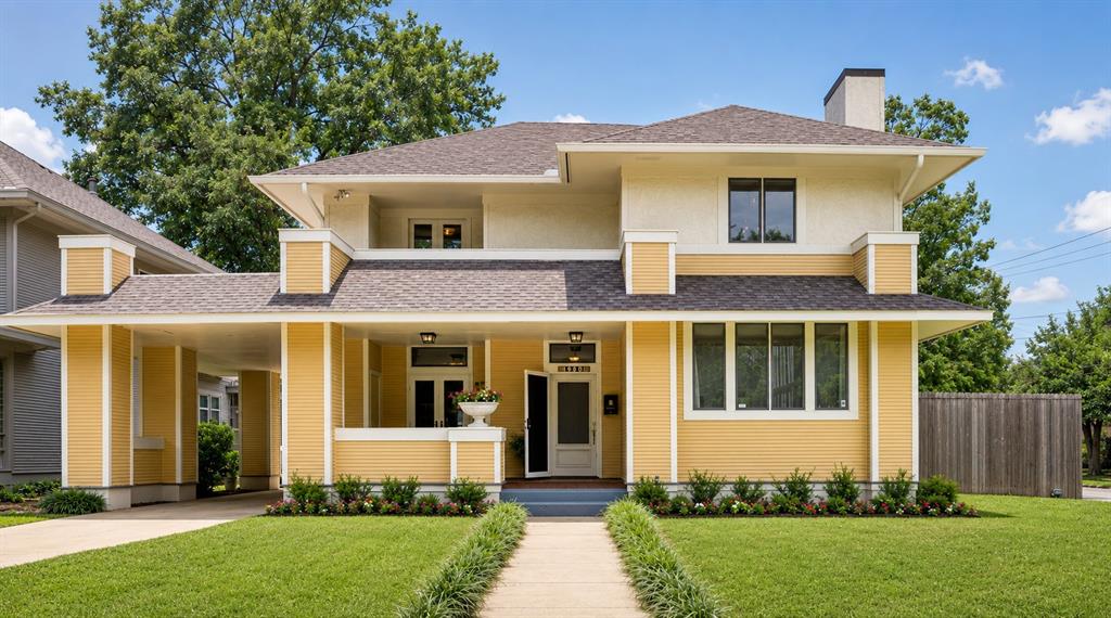 A pool just in time for summer! This stunning 1984 Prairie-style home in historic Munger Place seamlessly blends timeless architectural charm with modern updates and exceptional livability. Designed for both everyday living and entertaining, the home features three spacious living areas, a formal dining room, breakfast bar, and beautiful oak hardwood floors throughout.Step outside to your own private oasis with a sparkling pool, two-car garage, porte-cochère, and a prime corner lot. Upstairs, the expansive primary suite is a true retreat, complete with a generous sitting area, a cozy fireplace, private balcony overlooking the pool, a large walk-in closet, and an ensuite bath featuring dual vanities. Two additional upstairs bedrooms are connected by a Jack-and-Jill bathroom, both offering oversized closets. One of the bedrooms also features its own private patio overlooking the beautiful, tree-lined streets of Munger Place.Additional highlights include electronic blackout shades for ultimate privacy and comfort, three fireplaces (two gas and one wood-burning), roof replaced in 2023, and multiple indoor and outdoor spaces designed for both relaxing and entertaining. This is a rare opportunity to enjoy the character of a historic neighborhood with the comfort and amenities of a thoughtfully updated home, all while enjoying one of Munger Place's premier corner lots.