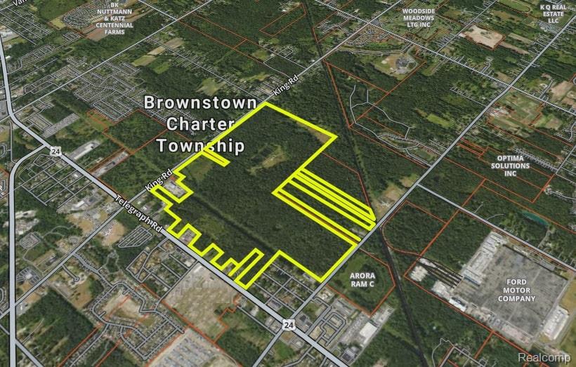 This 440 +/- acres of development property consist of 34 parcels with frontage on Telegraph Road, Sibley Road & King Road.   Many possibilities exist.  Currently Zoned Residential, Commercial and Industrial.  With the majority of the acreage being Zoned Residential.  This Property is currently Under Contract and scheduled to Close Mid 2026.   We are accepting Back Up Offers as of 8-23-25.