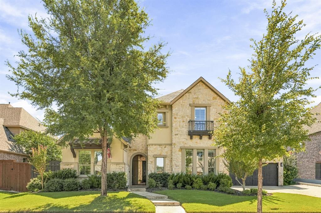 Gorgeous modern home with a courtyard you'll fall in love with! Located in established Park Place Estates in the heart of Frisco, this north-facing Drees home welcomes you with the most charming courtyard, complete with a fireplace and twinkle lights. It's the perfect setting for morning coffee, an evening glass of wine, or gathering with friends. A separate casita with a rare full bath offers flexibility for guests, an in-law suite, a private office, or a workout space. Connected by the courtyard, it provides a private retreat just steps from the main home.Updates throughout, beautiful hardwood floors, and an open floor plan create a warm, welcoming feel. The kitchen opens to the main living area, making it easy to stay connected while cooking, relaxing, or entertaining. A six-burner gas cooktop, stainless steel appliances, granite countertops, and a large island offer plenty of room for everyday meals and hosting a crowd.Two bedrooms downstairs plus a dedicated office provide a versatile layout with room to work from home. Upstairs, two bedrooms accompany a very spacious, open layout with a large game room and theater. From movie nights to game days, there's room to gather, spread out, and enjoy.The backyard is just as inviting, with a relaxing pool and an extended covered patio that creates a comfortable outdoor living and dining space. Spend the afternoon by the water, host dinner on the patio, or settle in for a quiet evening. Additional yard space beyond the pool gives you room to enjoy the outdoors.The 3car garage features epoxy flooring and industrial-size storage racks to keep everything organized. Just minutes from the Tollway, Downtown Frisco, Legacy West, The Star, Grand Park, PGA headquarters, golf at The Tribute, and H-E-B, this location puts shopping, dining, entertainment, and everyday conveniences close to home. A charming courtyard, private casita, spacious living areas, and beautiful backyard make this Frisco home one to see!