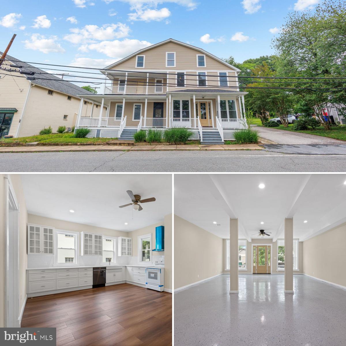 Rare multi-generational or premium live-work opportunity in the heart of historic Old Bowie with 11 parking spaces! Fully renovated from top to bottom in 2026!! This expansive, fully renovated residence boasts over 6,000 square feet of meticulously finished space, seamlessly combining premier residential comfort with incredible lifestyle flexibility. Whether you are looking to comfortably house an extended family, design the ultimate premium home-office wings, or enjoy a perfect layout for modern living, this versatile home adapts beautifully to your vision. Offering ultimate peace of mind, a comprehensive top-to-bottom renovation includes a brand-new roof, new siding, high-efficiency windows, a new HVAC system, a new water heater, fresh paint, modern flooring, and brand-new appliances throughout. Classic wrap-around porches provide a warm, inviting entrance to this beautiful estate.The highly functional layout features separate front and rear entrances, ensuring effortless privacy and excellent flow between the living zones. One entrance opens into a welcoming hallway leading to a generous formal dining room, a grand living room, a half bathroom, and a huge, fully updated kitchen that easily accommodates a breakfast table setup. The other side of the home opens into a vast, flexible open great room with soaring ceilings—perfect for an expansive family room, home theater, or a grand hobby space. Just five steps up is an additional large lounge area adjacent to another convenient half bathroom. The upper level provides a total of 6 spacious bedrooms and 2 full bathrooms, smartly divided into two separate wings (each with 3 bedrooms and 1 full bath), with a private connecting door that can be locked for complete privacy if desired. One wing also features its own staircase leading up to an immense third-level attic offering incredible storage space or future expansion potential.Outside, the property features a rare, massive private driveway with ample dedicated parking spaces—ideal for large family gatherings, car enthusiasts, or storing an RV/boat—along with a substantial backyard storage structure. Strategically located for maximum convenience, this home is a commuter's dream with effortless access to US-50 and US-301, putting Washington D.C., Baltimore, and Annapolis all within easy reach, and is just minutes from the Bowie State MARC Train Station. Local amenities abound, sitting just steps from Town Green Park and the Old Town Bowie Welcome Center. Don't miss this generational residential asset—schedule your private tour today!