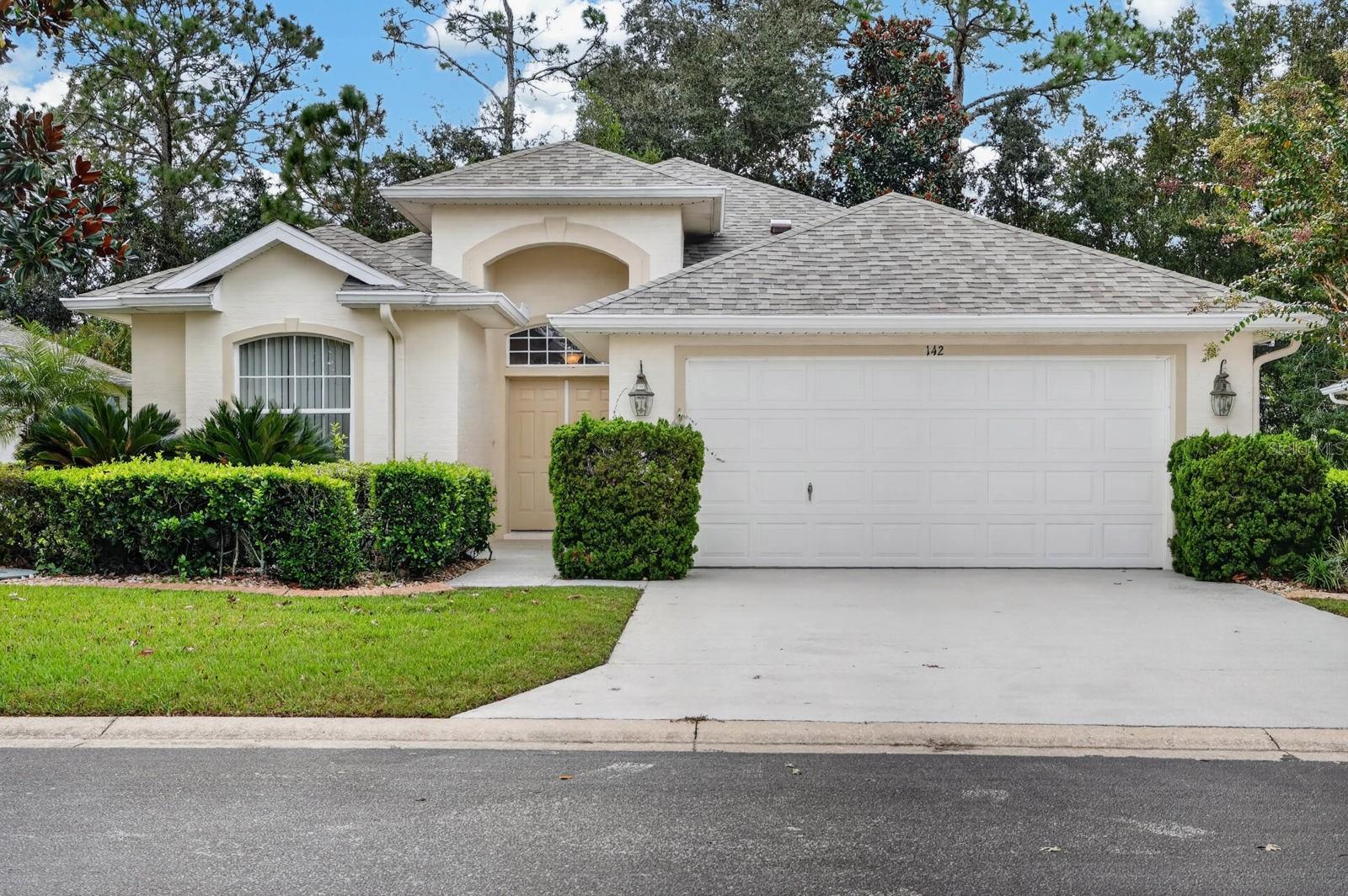 YOUR FLORIDA GETAWAY AWAITS! Located in the gated community of Rivergate this home has been meticulously maintained by its original owner. This beautifully cared-for 2-bedroom, 2-bath home with a den offers the perfect opportunity to enjoy the Florida lifestyle in a home that feels nearly new! Whether you're escaping colder winters, looking for a seasonal retreat, or ready to simplify your everyday living, this inviting home offers comfort, convenience, and timeless architectural charm. Double entry doors welcome you into an impressive foyer accented by graceful arches and decorative pillars. Skylights fill the living room with natural light, while the open kitchen features a convenient pass-through with bar seating overlooking the living area. The adjoining dining space offers an inviting setting for meals and entertaining, while the separate den provides flexibility for a home office, hobbies, or additional living space. Tile flooring throughout the main living areas and carpeted bedrooms create a comfortable blend of style and warmth. The spacious primary suite features an en-suite bath with a large jetted tub, separate shower, tiled finishes, and marble vanity. The second bath also features tub/shower combo and marble top vanity. Enjoy a relaxing morning or unwind at the end of the day on the backyard lanai. With a new roof, 2025 A/C, and lawn maintenance included in the community fee, you can spend less time worrying about upkeep and more time enjoying everything Florida has to offer. Enjoy the convenience of a gated community with a swimming pool, covered gathering pavilion, and lawn and landscaping maintenance included in the HOA fee, leaving you more time to relax, travel, and enjoy the Florida lifestyle. Beautifully maintained, lightly used, and ready for its next owner, this home offers an appealing combination of low-maintenance living, inviting spaces, and a welcoming community. Come discover your own Florida escape!  Furnishings are negotiable!