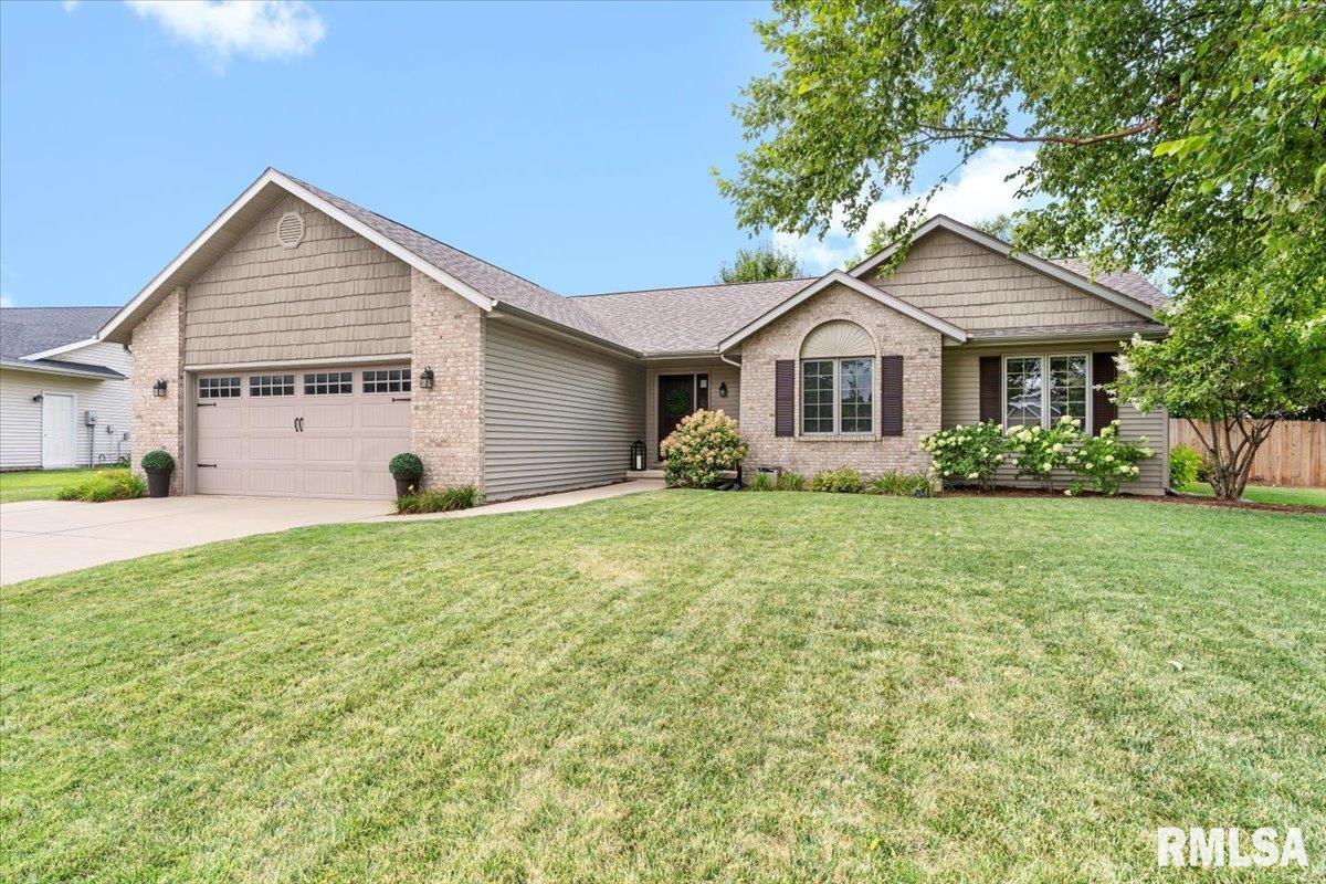 Call your favorite Realtor right away to schedule a tour of this awesome 3-4 bedroom ranch home with a Springfield address but in Pleasant Plains Schools district. Plenty of room on the main floor with one of the nicest and largest kitchens/dining areas in Western Knolls subdivision, main floor laundry, living room, 3 bedrooms and 2 bathrooms, and a huge 4 seasons sunroom. If that is not enough space you will also love the partially finished basement complete with an egress window for another potential bedroom but currently used as a huge family room, rec room and office space. You will really love the privacey fenced back yard with a very large patio for entertaining and relaxing with friends and family. Tons of updates include: Roof 2021, Generator, Furnace and Central Air 2010, Water Heater 2023, Shed 2016, Garage door opener 2023.
