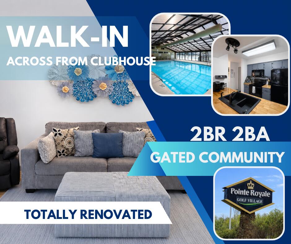 WALK-IN 2BR BA, ACROSS FROM CLUBHOUSE! Totally renovated with designer updates everywhere you look!  Fully Furnished. Just steps from Outdoor Pool, Indoor Pool, & GOLF! Successful Nightly Rental$$$ Located in the prestigious Gated Community of Pointe Royale!  4.7 miles to the Branson Strip. 10 miles to Silver Dollar City. 5.7 miles to State Park Marina. 8.7 miles to the Branson Landing.