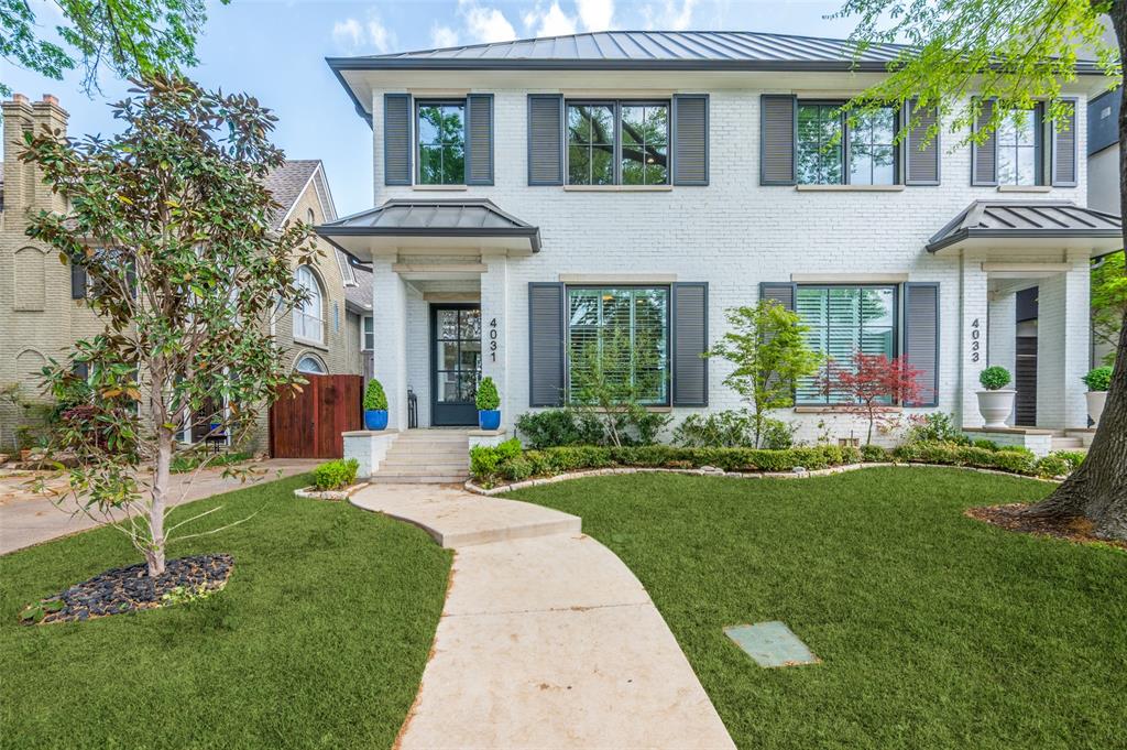 This stunning home, located in the sought-after Oak Lawn area, is a must-see! Built in 2021 by the renowned Nickey Oats Company Custom Homes, this exquisite 3-story duplex is full of charm and luxury. From the moment you step inside, you’ll be impressed by the spacious layout, soaring 11-foot ceilings, and beautiful hardwood floors. The chef’s kitchen boasts a large island, high-end Thermador and Subzero appliances, and a seamless flow into the living and bar areas. Upstairs, you’ll find a spacious primary bedroom, two additional bedrooms, a utility room, and a large second living area. Each bedroom is complemented by its own en-suite bathroom. The third floor offers even more living space, perfect for a home gym or additional lounge area, along with a cozy bedroom. Outside, enjoy a private courtyard ideal for entertaining family and friends.