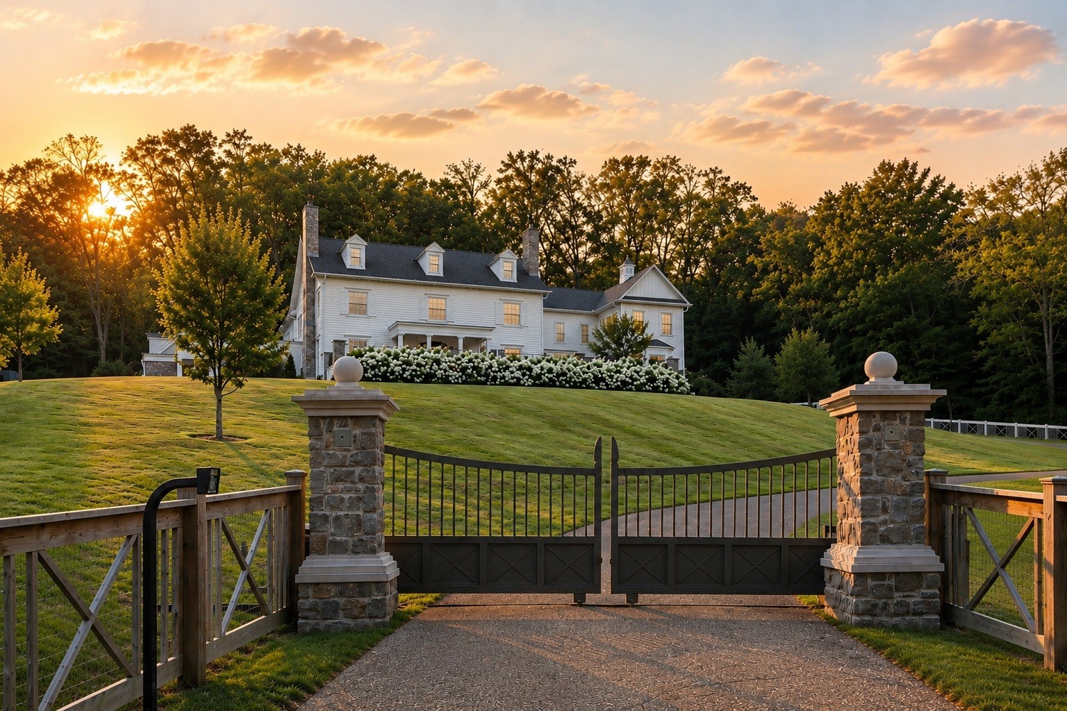 Tucked away on nearly four private acres along a quiet, tree-lined street in Forest Hills, this gated estate captures the romance of country living in one of Nashville’s most coveted neighborhoods. Bring the horses or ponies, and embrace a lifestyle defined by open space, mature trees, and a sense of seclusion that feels worlds away, yet close to the city.Renovated with exceptional detail, the residence is a study in timeless craftsmanship and collected elegance. Custom millwork, French-inspired architectural elements, character-grade hardwood floors, Calacatta Viola marble, several rooms finished in custom Farrow and Ball Lacquer, and selected materials create interiors that feel refined, personal, and inviting.Designed for entertaining and everyday living, the property features a beautifully appointed main residence with 6 fireplaces, a connected pool house, resort-style pool and spa, gardens, terraces, and room for the ponies. Elegant formal living and dining rooms are complemented by an eat-in kitchen with custom lacquer cabinetry, a Lacanche range, and Sub-Zero appliances. Multiple gathering spaces, custom bars, and built-ins make the home equally suited for intimate evenings and celebrations.The expanded primary suite is a sanctuary with its own sitting room, balcony, custom closets, and beautifully renovated bath. An elevator connects all three levels, while the finished lower level offers a lounge, bar, game room, and flexible space for a guest suite or fitness studio.Beyond the interiors, the grounds unfold as a private resort. The pool and integrated spa, outdoor fireplace, and multiple outdoor living areas are surrounded by mature landscaping and beauty. A beautifully appointed pool house with a full kitchen and flexible guest or studio space adds another layer of versatility.This is elevated country living in the heart of Forest Hills, offering room to breathe, space to gather, and the rare opportunity to bring the ponies home.