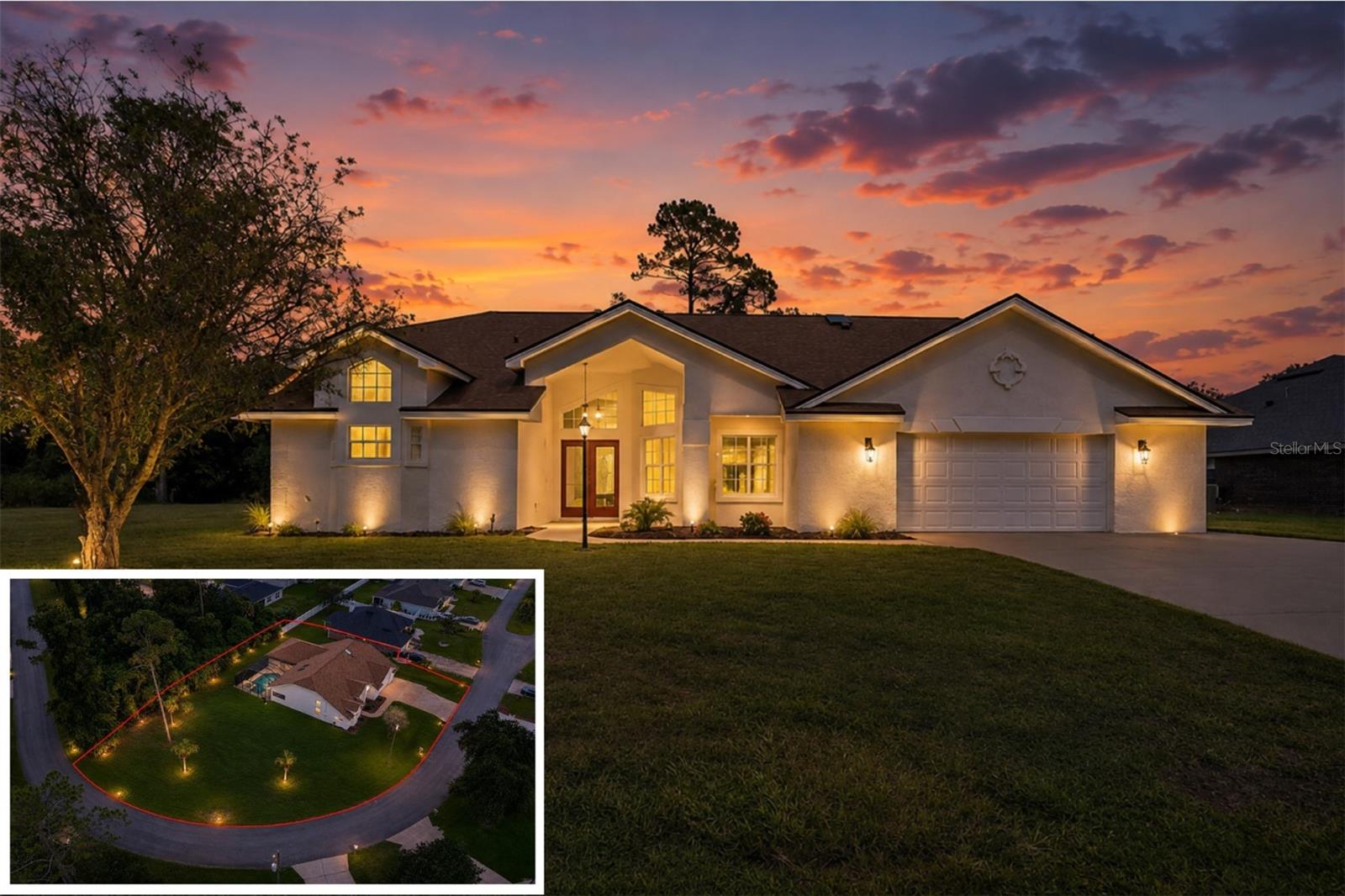 Welcome to your dream home! This beautifully renovated 4-bedroom, 3-bathroom pool home offers the perfect blend of luxury, comfort, and functionality. From the moment you step through the front door, you'll appreciate the elegant dining room and formal living room, where sliding glass doors frame a stunning view of the sparkling pool and screened lanai.  Designed for both everyday living and entertaining, the spacious great room seamlessly flows into the open-concept kitchen. A striking floor-to-ceiling stone accent wall with an electric fireplace creates a warm focal point, while the beautifully updated kitchen features quartz countertops, an oversized center island with additional seating, and an abundance of cabinetry. Just off the kitchen, the sunny breakfast nook overlooks the lanai and pool, making every morning feel like a retreat.  The spacious owner's suite is a private sanctuary featuring soaring vaulted ceilings, a beautiful bay window overlooking the pool, and a generous walk-in closet. The luxurious en-suite bath offers dual vanities, a stunning walk-in shower, and a freestanding soaking tub, creating the perfect spa-like escape.  Three additional bedrooms provide plenty of flexibility, with the fourth bedroom currently serving as a den/home office. The home also offers two additional full bathrooms, including one with a tub/shower combination and a convenient pool bath with direct access to the lanai.  Step outside to your own private backyard oasis. The expansive screened lanai features a sparkling swimming pool, heated spa, and a large covered seating area that's ideal for relaxing or entertaining year-round. An oversized side yard provides additional outdoor space for recreation, gardening, or simply enjoying the extra privacy.  With its thoughtful renovation, desirable split floor plan, beautiful indoor-outdoor living spaces, and exceptional attention to detail throughout, this move-in-ready home is one you won't want to miss.