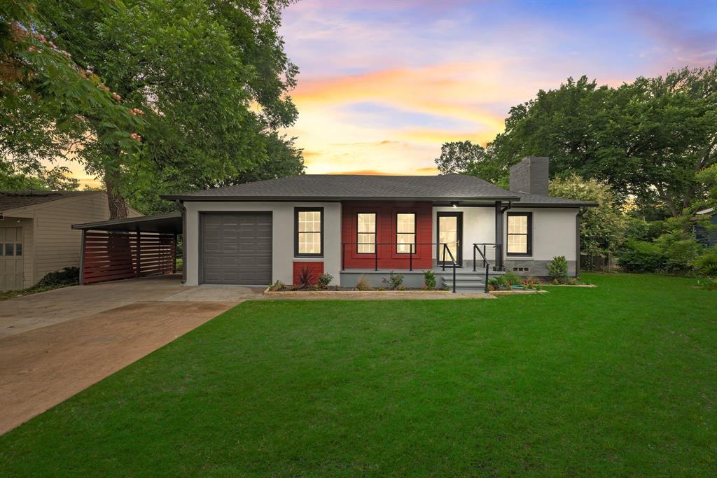 Sleek, stylish, and completely reimagined—this fully remodeled home near TCU is a standout blend of modern design and thoughtful detail. With 3 spacious bedrooms, 2 full baths, a 621 sq ft finished basement, and a full wrap-around porch, this property offers a unique layout that brings in light, function, and indoor-outdoor connection at every turn. Each bedroom features modern French doors that open directly to the wrap-around porch, creating a rare sense of flow and access to outdoor living rarely seen in homes of this size. Whether you're enjoying coffee in the morning sun or winding down on a quiet evening, the porch becomes an extension of every private space in the home. Step into the dedicated home office through custom iron French doors—a bold architectural feature that adds both sophistication and utility. The office is perfectly positioned for focus and style, offering a quiet retreat for remote work or creativity. Inside, the open-concept layout is a masterclass in modern design. Wide-plank wood flooring, matte black built-ins, statement lighting, and oversized windows fill the home with character and natural light. The kitchen is clean, functional, and elegant—with a minimalist vibe, large island, floating shelves, and smooth flow into both the dining area and living space. Downstairs, the finished basement adds flexibility and value—perfect for a media room, gym, playroom, or guest suite. The options are endless, and the space is fully integrated into the home’s clean, modern aesthetic. The side and backyard features  large decks that sits under mature trees, offering a peaceful space for entertaining, relaxing, or enjoying quiet evenings under the stars.  Located just minutes from TCU, local dining, shops, and everything Fort Worth has to offer, this home delivers on both form and function. Stylish, smart, and one-of-a-kind—this is modern living at its best.