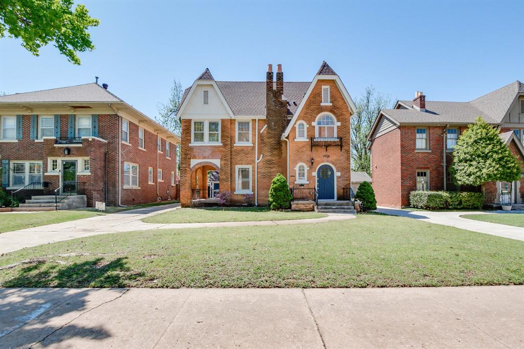 This beautifully updated 1929 Colonial English Tudor includes a Detached (ADU)—complete with a private bedroom, full bath, updated electrical and plumbing, and its own mini-split system. (not included in sqft) Perfect for guests, in-laws, a home office, or short-term rental potential (not included in listed square footage). The main home, built by renowned builder Gilbert A. Nichols, still displays his original nameplate and showcases timeless architectural details: arched doorways, herringbone hardwood floors, 9-foot ceilings, and cozy fireplaces in both the living room and one bedroom. You’ll find 3 spacious bedrooms and 2.5 bathrooms, including a generous primary suite with a large walk-in closet, spa-like bathroom with soaking tub and separate shower, and convenient in-suite laundry. Major updates include dual-zoned HVAC, updated gas and water lines, and modernized electrical systems. Outside, enjoy a private 30’x40’ basketball court, lush landscaping, and a block lined with other grand historic homes—all just steps from Rosary School and two blocks from the Plaza District. Historic charm, modern comfort, and rare amenities—all in one of OKC’s most walkable, vibrant neighborhoods.