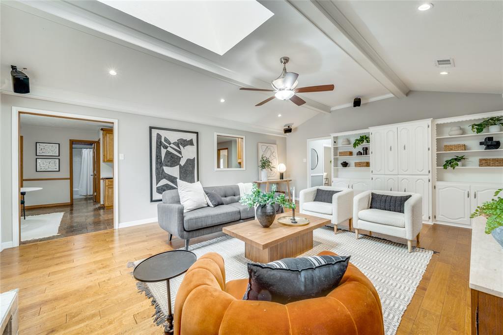 Welcome home to this sun-filled and inviting ranch-style gem located in the quiet, tree-lined streets of Richland Park. This beautifully maintained home features four spacious bedrooms and three full baths, including a split bedroom and bath that’s ideal for multigenerational living, guests, or a private home office. Step inside to find warm engineered hardwood floors throughout—no carpet anywhere. The home offers two large living areas, perfect for entertaining or relaxing, and a recently updated kitchen with three full pantries for plenty of storage and functionality. Enjoy the Texas sunshine in your own backyard with a sparkling pool and covered patio, perfect for year-round outdoor living. Located in Richland Park, residents love the peaceful neighborhood feel, perfect for leisurely evening strolls along its winding streets. The community park and tennis courts are just a short walk away, and the location offers quick access to I-635 and US-75, making commutes a breeze. Just minutes away is Downtown Richardson and The CORE District—Richardson’s eclectic center—now undergoing exciting updates, from public art and pedestrian improvements to creative redevelopment projects, all while maintaining its unique, independent local charm. Experience the perfect blend of comfort, character, and convenience in one of Richardson’s most desirable communities.