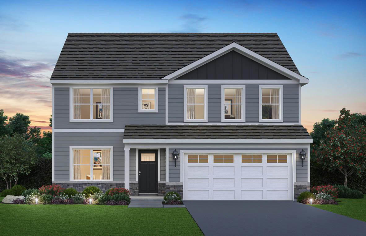 Discover yourself at 1267 Tiger Lily Drive in Bartlett, IL, a beautiful new home in The Grasslands community. This home will be ready for a fall move-in! Scenic homesite backs to open ground and includes fully sodded yard, landscape package, and spacious back yard. This Coventry plan offers 2,836 square feet of living space with a flex room, 4 bedrooms, 2.5 baths, 2-car garage, 9-foot ceilings on the first floor, and full basement. Entertaining will be easy in this open-concept kitchen and family room layout with a large kitchen island with an overhang for stools, 42-inch designer cabinetry with crown molding and soft close drawers. Additionally, the kitchen features a butler's pantry, modern stainless-steel appliances, quartz countertops, and easy-to-maintain luxury vinyl plank flooring. More flexible space is waiting upstairs with the second-floor loft, offering unlimited potential to suit your needs. Enjoy your private getaway with your large primary bedroom and en suite. The primary bath includes a raised height dual sink, quartz top vanity, and walk-in shower with clear glass shower doors. Convenient walk-in laundry room, 3 additional bedrooms with a full second bath, and a linen closet compete the second floor. All Chicago homes include our Americas Smart Home Technology, featuring a smart video doorbell, smart Honeywell thermostat, smart door lock, Deako smart light switched and more. Photos are of similar home and model home. Actual home built may vary.