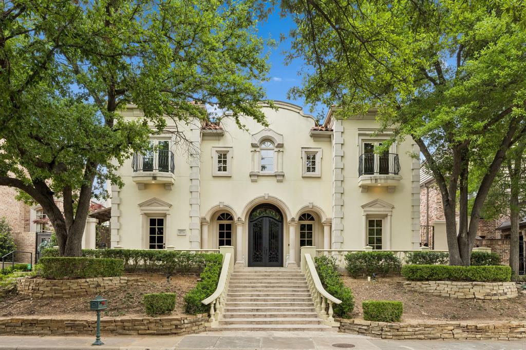 Experience Mediterranean Style Living in Dallas Beautiful Mediterranean style home located in the highly sought after Lake Forest community which features 68 acres of landscaped grounds walking trails lakes and resort style amenities including a poo  tennis and pickleball courts,and dog parks. Convenient to major freeways shopping dining and entertainment.This impressive home offers three staircases multiple balconies and timeless Italian charm. The light filled living room features walls of windows and opens to a formal dining room and private library office, half bath and wine cellar.The spacious kitchen includes extensive cabinetry, a butler’s pantry, prep sink, dish sink, and abundant counter space providing a fantastic opportunity to design and install appliances of your choice to truly make the space your own. A breakfast area with a fireplace provides that cozy feeling. The first-floor primary suite provides privacy and features a spacious bath with separate vanities, a third sink, jetted tub, sauna, separate shower, and an oversized walk-in closet. and as you walk up the spiral staircase, you find a very unique closet room, with room to add a vanity or sitting area.Upstairs are three spacious bedrooms, each with ensuite baths, along with an very large media room with wet bar.  Convenience is added due to the covered catwalk that provides access from the bedroom wing to  the gameroom.  Additional highlights include a large utility room with sink and shower, pool bath access, and generous storage throughout.The backyard is designed for entertaining with a beautiful pool and outdoor grilling area.This is your opportunity to customize this beautiful home to show your style.We have repaired the sprinkler system and installed new landscaping in the front yard.