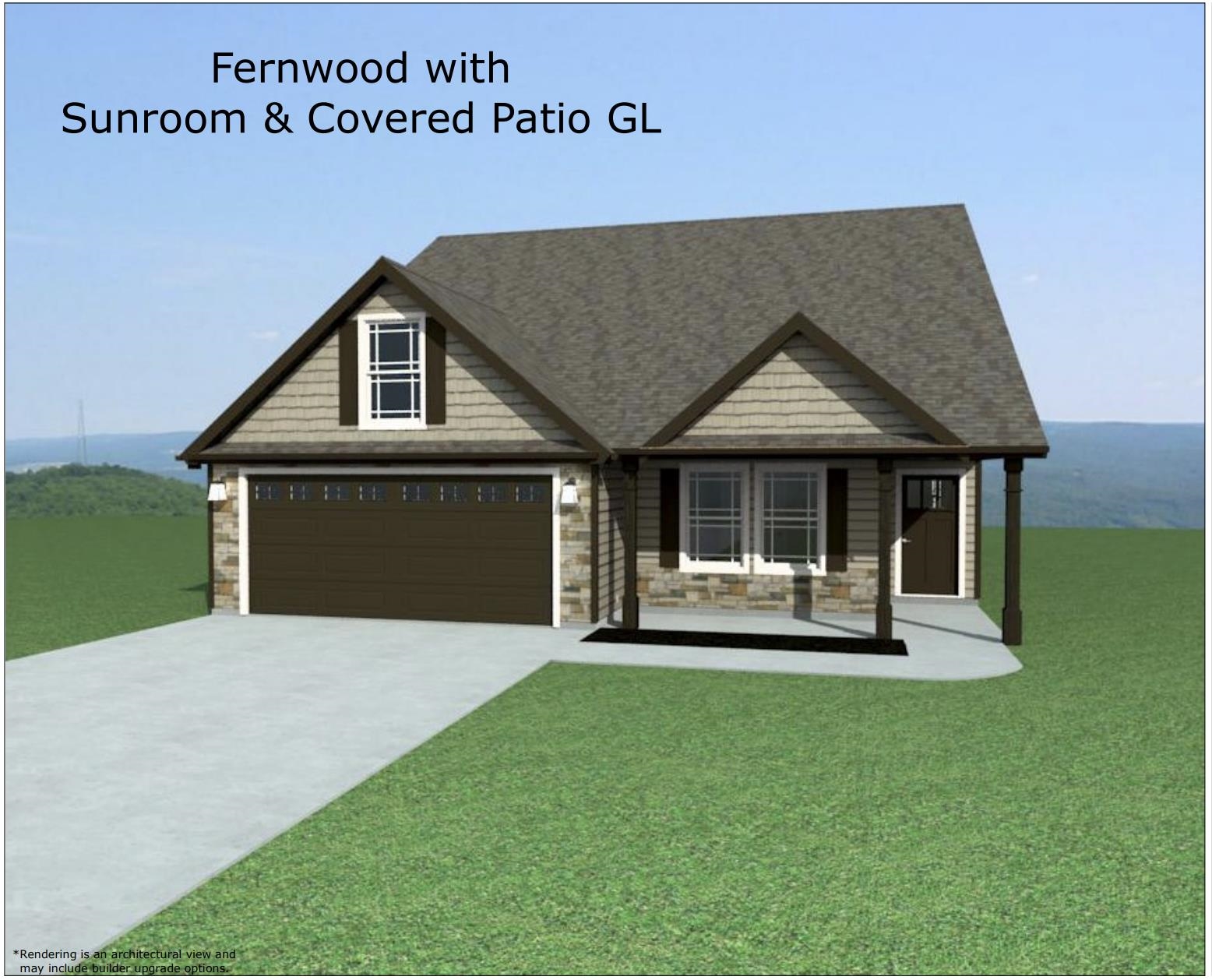 The FERNWOOD plan with a sunroom! Open concept home featuring 3 bedrooms, 2 bathrooms. Walk-in pantry, and large kitchen with an island and nook. Granite counters throughout. Standard features in this home include stone exterior & architectural shingles, 10-foot ceilings in LR, crown molding with rope lighting in the master bedroom and living room. Covered patio overlooking huge yard! Color options available depending on stage of construction. Incentives available when using a Preferred Lender & Attorney Lot 70