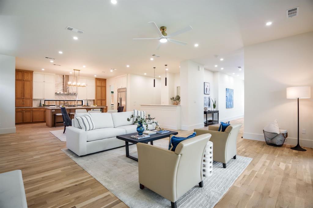 Welcome to this stunning new construction modern farmhouse, perfectly located within walking distance to Exemplary Mockingbird Elementary! Thoughtfully designed with both functionality and elegance in mind, this 5-bedroom, 4.5 bath home offers the perfect blend of modern luxury and classic charm.As you enter, a spacious dedicated office just off the foyer sets the tone for a flexible, work-from-home lifestyle. The open-concept main living and dining area is anchored by a chef-inspired kitchen featuring high-end appliances, a generous butler’s pantry, and a stylish mini-bar perfect for entertaining guests or enjoying a cozy night in.Downstairs includes a private en-suite guest bedroom, ideal for visiting family or multi-generational living. Upstairs, you'll find three additional bedrooms, a versatile entertainment living area, and a luxurious Primary Suite with spa-like finishes.With plenty of room to grow, work, and relax, this beautifully crafted home is ideal for modern families who value space, comfort, and top-tier schools.