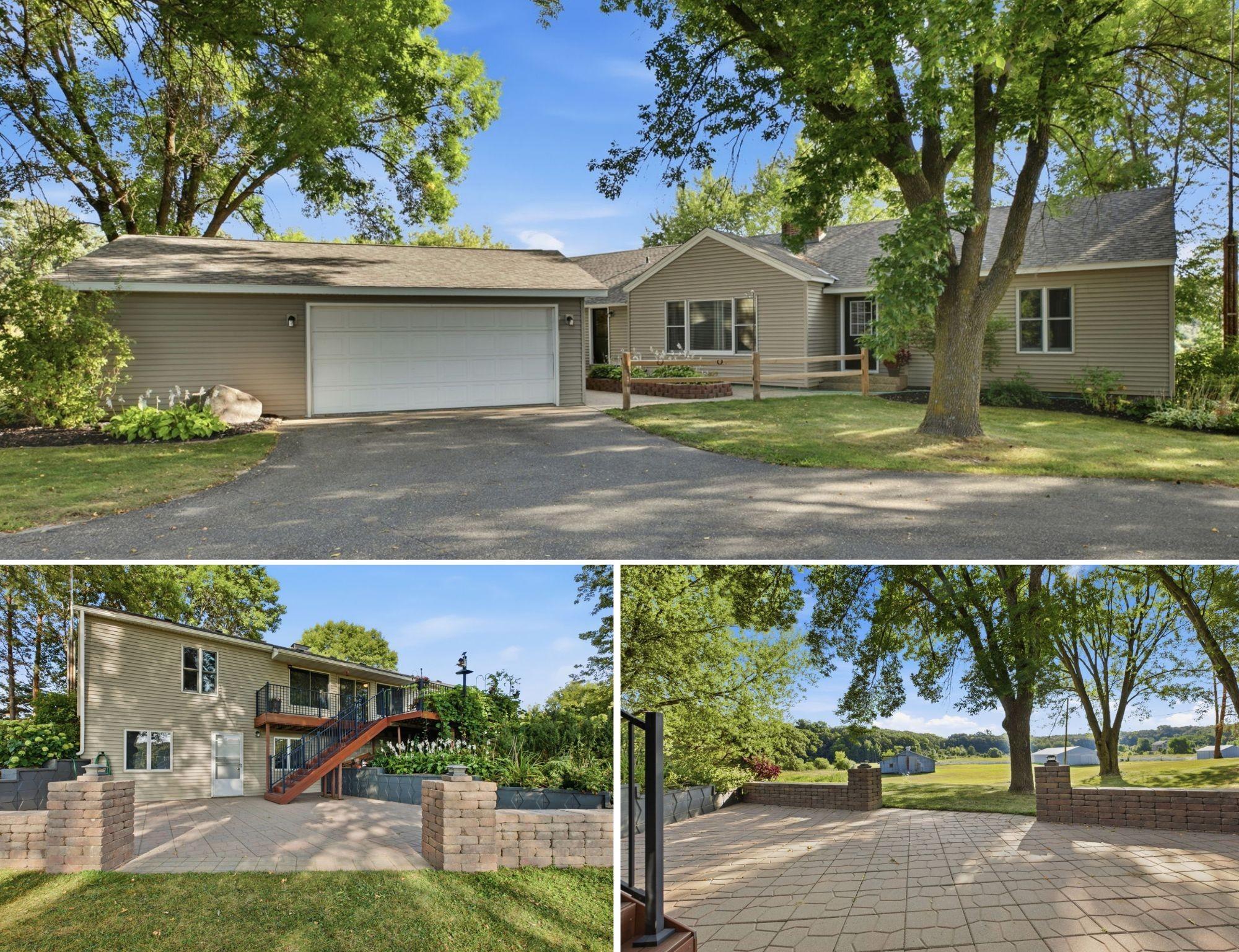 Wonderful 3-bedroom, 3-bath walkout ranch situated on 2.12 beautiful acres with mature trees and rolling hills. This nicely updated home features a cozy sunroom with a gas fireplace, a functional kitchen that flows into the family room, and amazing backyard views throughout. Step outside onto the maintenance-free deck or enjoy the newer walkout patio overlooking the peaceful yard. The lower level includes a convenient kitchenette, perfect for entertaining, holiday gatherings, guests, or additional living space. With a newer roof and the big-ticket updates already complete, this home is ready to enjoy. A private setting close to all your favorite amenities—this home truly has it all!