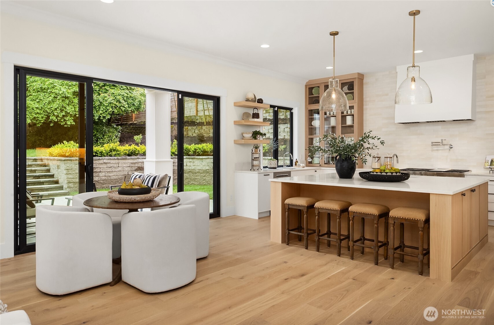 Open layout with sliding doors to the outdoors.