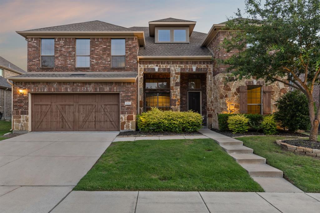 Discover refined living in this stunning north-facing home boasting an airy open floor plan and abundant space. Upon entry, tall ceilings and expansive windows flood the interior with natural light, creating an inviting ambiance. The lower level impresses with an office, formal dining and living areas, along with a spacious primary suite. The gourmet kitchen features granite counters, a gas cooktop, and stainless steel appliances. Retreat to the oversized primary bedroom with its attached ensuite and generous walk-in closet. Upstairs, three secondary bedrooms offer versatility, complemented by a large game room and bonus room for relaxation or entertainment. Outside, the covered patio overlooks a picturesque, sparkling pool, perfect for outdoor gatherings and leisure. Conveniently located in Mckinney!
