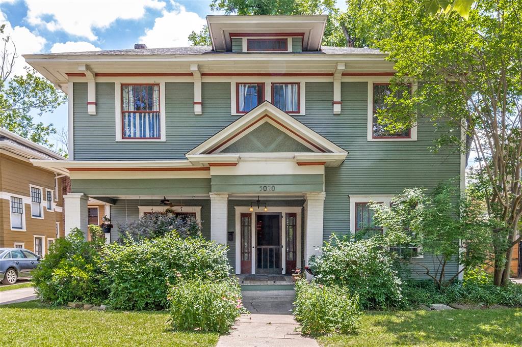 Truly a remarkable property located in the heart of the Munger Place neighborhood. This splendid American Foursquare home was custom-built in 1913 for Dr. David L Bettison and offers a blend of historical significance and thoughtful architectural design. American Foursquare homes are celebrated for their sensible and efficient use of space, a quality clearly evident throughout this residence. You'll be captivated by the beautiful, richly stained maple inlaid floors featuring a unique pattern that adds a touch of elegance and character to the home. The floor plan has been carefully maintained to honor its original design while seamlessly integrating modern amenities for comfortable living. The eat-in kitchen is a delight, boasting soapstone countertops, stainless steel appliances, and ample cabinet space. All bathrooms have been tastefully updated; one features Marmoleum flooring, which offers a vintage aesthetic with modern sustainability. The multiple living spaces within the home ensure privacy and tranquility, providing peaceful retreats from a busy lifestyle. Nestled in the middle of the block, away from busier streets, this location fosters a strong sense of community that extends beyond casual greetings. The Munger Place Homeowners Association has cultivated this spirit for many years through various annual and recurring neighborhood events. Residents enjoy longstanding traditions such as the annual home tour, also known as the wine walk, highlighting the unique charm of the neighborhood. Additionally, regular porch parties offer relaxed opportunities for neighbors to socialize. Annual 4th of July and other holiday parties are always popular events, enjoyed by residents of all ages. This property's location in the Munger Place neighborhood also provides convenient access to downtown Dallas, Baylor Hospital, Lower Greenville, as well as a variety of retail and restaurant options.
