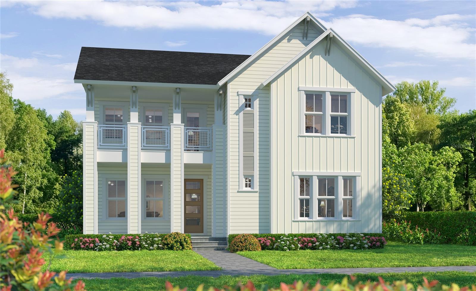 Under Construction. Welcome to The Bora Bora, a beautifully designed residence customized with over 4,200 square feet of living space, where dramatic architecture and thoughtful functionality come together to create a home that is both elegant and welcoming. Situated on a desirable corner homesite, this six-bedroom, five-bath home features expansive living spaces, a private pool, and a four-car garage, delivering the perfect blend of luxury, comfort, and everyday convenience. From the moment you step inside, the home makes a striking impression. The foyer opens to a versatile flex room, ideal for a home office, study, or library, while the nearby guest bedroom with a full bath offers a comfortable retreat for guests or multigenerational living. Continue forward and the home opens into a breathtaking two-story living room, where soaring ceilings and expansive windows flood the space with natural light, creating a bright and inviting centerpiece for entertaining or relaxing. Just beyond, the gourmet kitchen is designed for both beauty and practicality, featuring a large center island, abundant counter space, and a spacious walk-in prep pantry. A standout feature is the prep pantry, complete with its own sink and dedicated refrigerator space, providing the perfect area for food prep, storage, or keeping entertaining messes tucked away from the main kitchen. The kitchen flows effortlessly into the dining area, where views of the outdoor spaces add a sense of connection to nature and everyday living. Sliding glass doors lead to the covered lanai and private pool, creating the ultimate Florida lifestyle setting for outdoor dining, weekend gatherings, or quiet evenings enjoying the breeze. Upstairs, the primary suite serves as a luxurious retreat, complete with a spacious bedroom, large walk-in closet, and spa-inspired bathroom with dual vanities, a soaking tub, and a walk-in shower. The suite is thoughtfully positioned for privacy while still welcoming natural light through its large windows. The oversized laundry room offers abundant space for storage, folding, and everyday functionality. Bedrooms three, four and five are located on the opposite side of the second floor, offering privacy from the primary suite. Two rooms share a full bathroom while one provides privacy with separate bathroom. The game room connects to a charming private balcony, providing a peaceful spot for morning coffee or a quiet place to unwind. The exterior spaces elevate the home even further. With a four-car garage providing ample room for vehicles, storage, or hobbies, and a beautiful corner homesite offering additional curb appeal and breathing room, the setting feels both spacious and inviting. The outdoor living areas surrounding the pool and covered lanai create a private oasis perfect for enjoying Florida’s year-round sunshine. This home is built by ICI Homes, one of Florida’s largest privately owned homebuilders with more than 45 years of experience crafting custom homes throughout the state. Known for their quality and craftsmanship, ICI Homes offers homeowners the rare opportunity to customize and personalize their floor plans, allowing each home to be designed around the way its owners truly live. With dramatic living spaces, thoughtful design details, and exceptional indoor-outdoor living, The Bora Bora delivers a lifestyle that is both luxurious and uniquely yours.