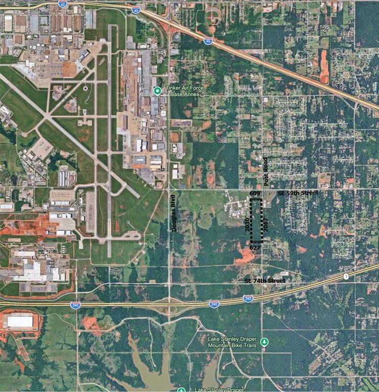 Location: The land is situated just outside the gates of Tinker Air Force Base (TAFB), offering strategic proximity to the base.Size: The property spans a substantial 30.88 acres, providing ample space for various developments or projects.Subdivision Potential: The acreage can be subdivided, making it ideal for developers interested in creating multiple plots or commercial units.Investment Opportunity: This land represents a significant investment opportunity due to its size and location near a major military installation.Accessibility: Being close to TAFB ensures good accessibility to the property, likely benefiting from existing infrastructure and transportation links.Zoning: The property is zoned Industrial with possibilities of mixed-use developments.Growth Prospects: The area may experience growth due to its proximity to the base and potential demand for commercial spaces by related industries.Curb Cuts: Currently has 3 Curb Cuts for easy access
