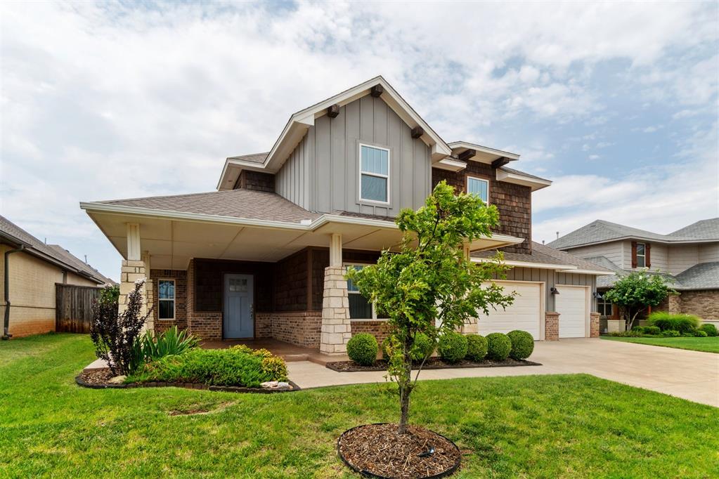 GREAT PRICE! 4 bedroom 2.1 bath in Deer Creek school district w/ 3 car garage and in ground storm shelter!! Great neighborhood! Step into luxury with this lovely open floor plan w/ ceramic tile floors, beautiful kitchen with granite counter tops, island with under mount sink and contemporary lighting, gorgeous cabinets to the ceiling, gas stove and stainless appliances including a Frigidaire refrigerator. Built in 2018, this floor plan includes a spacious dining room and living room centered around a gas log fireplace with tile accent and wood mantle that turns on with a flip of a switch. The Primary bedroom is downstairs w/ large en suite bath w/ an exquisite tiled shower, circular whirlpool tub, dual sink granite top vanity and separate water closet and large walk in closet. True office/study behind white french doors, a laundry room w/ built-in granite counter top, and built in shelving for plenty of storage, 3 car garage and in ground storm shelter! Upstairs you will find three bedrooms, all with walk in closets, that share a full bathroom. Three different thermostats control the HVAC in this home. Sip coffee from this covered front porch or relax at the golden hour on the covered back patio with wood privacy fence. Note the attention to detail w/ this landscaping and sprinkler system in front and back. Stroll this neighborhood's sidewalks for an easy walk to discover that the HOA offers a pool, a community playground, swings, basketball court, soccer field, AND new covered picnic area added just this year. Lounge chairs, Parking and restrooms are available as well. From the wood shake shingle accent in front to the convenient shed included in the backyard- This home has it ALL. Conveniently located near Starbucks, restaurants, and highways for an easy commute anywhere.