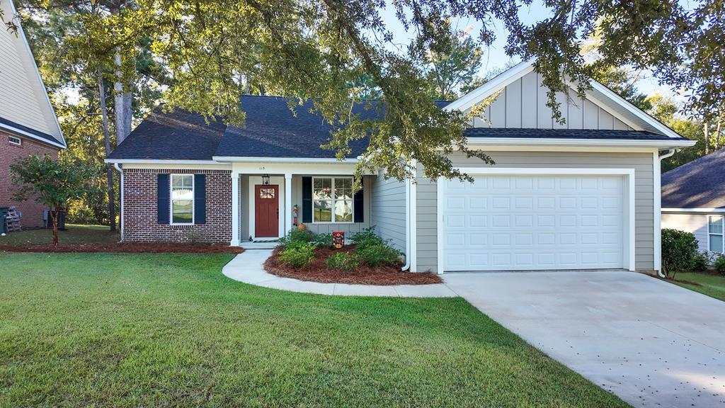 Well maintained 3 bedroom 2 Bath house situated in popular Jordan Oaks, excellent floor plan has Entry Foyer, Separate Dining Room, Open Concept Living Room with Step up Ceiling, Single Patio Door leads to large stained deck.  Kitchen with White shaker-style cabinetry, 42” upper cabinets with crown moldings, soft close doors and drawers, granite countertops,  Stainless Steel GE Appliances, Pantry, and Breakfast Room overlooking beautiful backyard.  Large Private Master Bedroom, with step up ceiling, in-suite bathroom with large vanity, double sinks and mirrors, granite countertops, separate water closet, and HUGE walk-in closet.   Large Separate Laundry Room with entry leads into the two-car Garage with garage door opener.  Custom 2” Faux Wood Blinds, LVP flooring and Beautiful Crown Molding throughout the house.  Full House Gutter System, and Irrigation system covers entire yard, Concrete Plank Siding for low maintenance, Architectural shingle roof.  Beautiful private backyard backs up to wooded area provides quiet, peaceful park like setting, lush landscaping, beautiful Red Maple tree, and Crepe Myrtles.  Gardenias in flower bed leading to front porch gives beautiful, white fragrant blooms all Spring Season, gorgeous large oak tree in front yard provides shade.  Excellent Community has Homeowners Association (only $435 per year), Large Fishing Pond, Elementary, Middle, and High School are all closely located.