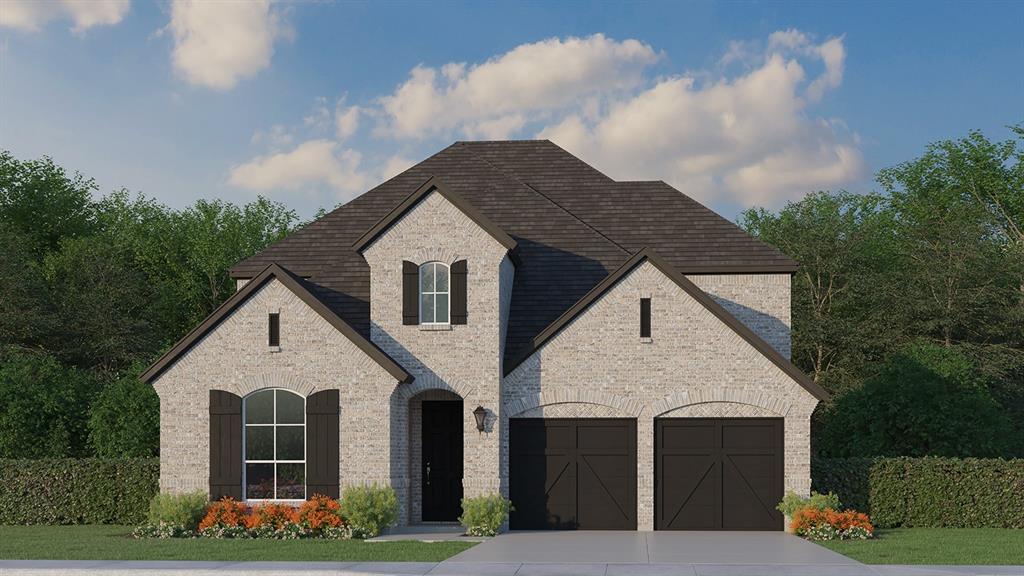 This stunning 5-bedroom home in the highly sought-after Star Trail community blends thoughtful design with upscale finishes. The first floor features a spacious primary suite along with an additional bedroom, perfect for guests or a private home office. A dramatic curved staircase creates an elegant first impression, leading to three additional bedrooms upstairs, along with a large game room and dedicated media room, ideal for entertaining. At the heart of the home is a beautifully designed open kitchen that flows seamlessly into the soaring two-story living area. The kitchen boasts upgraded countertops and appliances, cabinetry that extends to the ceiling and a generous walk-in pantry for maximum storage. A large formal dining room offers the perfect space to host gatherings. Extensive wood flooring enhances the warmth and sophistication of the main living areas, while wood treads on the staircase add an extra touch of luxury. Sliding doors off the living room open to a covered patio, creating an effortless indoor-outdoor lifestyle and overlooking a nicely sized backyard—perfect for relaxing or entertaining.