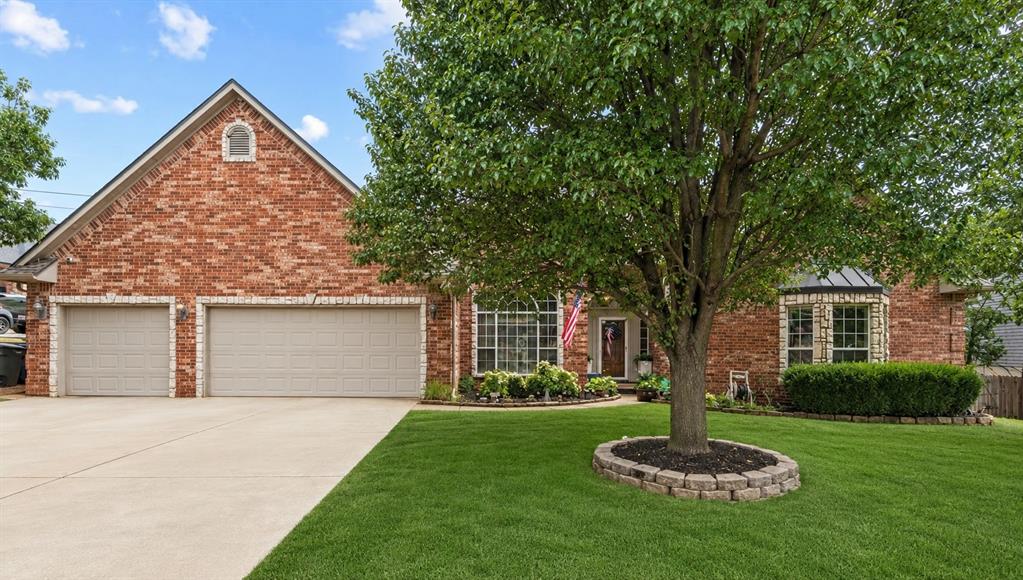 Welcome to this custom built 3-bed, 2-bath home with a huge office, oversized bedrooms, and a spacious living and kitchen area perfect for everyday living and entertaining. This home is set on approximately three-quarter acre greenbelt lot in Hunters Point addition in Northeast Edmond, offering privacy and nature right out back.  Enjoy surround sound speakers inside and out, a double oven, and a security system, just to name a few. The pergola was added in 2021, the west AC unit was replaced in 2024 & the furnace in 2023. Located near Mitch Park walking trails and a fishing pond. This one blends comfort, updates, and location.  Come make this spacious home yours!