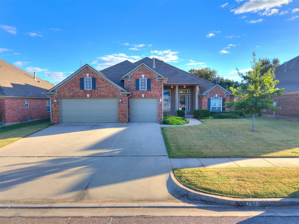 Welcome to this beautiful 4-bed, 2-bath home with a dedicated study, offering 2,554 square feet in the desirable Carrington neighborhood. Just one block from the neighborhood pool and park, this home combines comfort, style, and convenience. Inside, the split floorplan provides privacy, while the spacious living room features a floor-to-ceiling stone fireplace and abundant natural light. The study includes custom built-in bookshelves, making it ideal for a home office or flex space.The primary suite offers a corner soaking tub, separate shower, and dual vanities. Additional bedrooms are generously sized and well-positioned throughout the home.Additional features include a storm shelter in the garage floor and a new HVAC system installed in 2025. With great neighborhood amenities and easy access to shopping, dining, and schools, this home is a must-see.