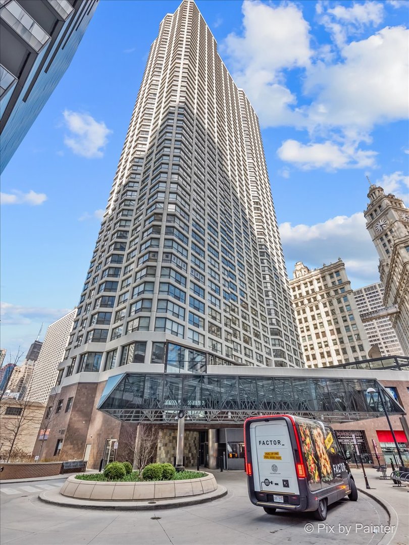 Bright & Spacious River North Condo with Spectacular Views!  Live in the heart of River North and enjoy sweeping 23rd-floor views from this beautifully laid out 1-bedroom, 1-bath condo in the full-amenity River Plaza. Just steps from the Chicago Riverwalk, Michigan Avenue, the lakefront, Theatre District, top-rated restaurants, shops, and convenient public transit, this home puts the best of the city right outside your door.  Inside, the open-concept living and dining area is flooded with natural light from oversized windows, perfectly framing the vibrant cityscape. The kitchen offers granite countertops, peninsula seating, and updated cabinet doors (2021)-ideal for both cooking and entertaining.   The spacious primary bedroom easily fits a king-size bed and features an oversized window, cozy wall-to-wall carpeting, and a generous walk-in closet (8x5). You'll love the abundant in-unit storage, including a coat closet and linen closet. River Plaza offers an unbeatable list of amenities: 24-hour door staff, on-site management, an indoor pool and hot tub, sundeck, modern fitness center, business center with free Wi-Fi, hospitality room, bike room, restaurant, and valet dry cleaning. HOA dues include heat, A/C, water, cable, internet, and building amenities, making for hassle-free living.  With a thoughtful floor plan, amazing natural light, and a long list of building perks, this condo offers the perfect blend of comfort, convenience, and classic city views-welcome home!