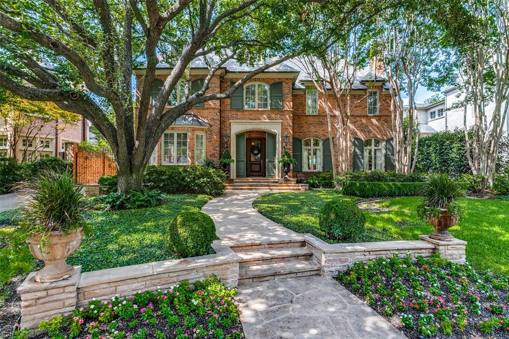 This traditional residence in the heart of Highland Park exudes classic architecture with elegant sophistication. Thoughtfully remodeled by Nickey Oates in 2020, the home offers gracious living areas with functionality for any family. Hardwood floors, beautiful millwork, and designer wallpapers are accents to the generously proportioned spaces. The formal living room with arched windows and a handsome fireplace creates a lavish living area offering an intimate feeling. A spacious family room with attractive lighted shelving and cabinets flank the stone fireplace and features a wet bar that is ideal for large or small gatherings. The French doors offer views to the sparkling pool and allow for an abundance of natural light.The dining room showcases a serene wallpaper and is perfect for dinner parties with a butler’s pantry opening to the superb kitchen. A large center island with a stunning countertop, and custom cabinetry are great attributes in this kitchen. The breakfast nook is a comfortable place for informal dining while overlooking the outdoor patio and pool. Nearby is a silver closet and pantry for ample storage. A guest bedroom suite is conveniently located on the first level for privacy. Up the rear staircase is a game room, mother-in-law suite, or guest quarters. A play room is connected creating a joyful entertainment space for children and grandchildren. The second level focuses on a center landing with two ensuite bedrooms and a third bedroom that can be used as an office space. The well-appointed primary suite offers a generous living area, a luxurious spa-like bathroom including double vanities, separate shower, and a soaking tub. It also features a large walk-in closet with built-in cabinetry and a cedar closet. The lush landscaping is immaculate with a sparkling pool and cheerful cabana. A fun bonus for entertaining guests while lounging outside! This warm and welcoming home presents quality and impeccable detail in this sought after neighborhood.