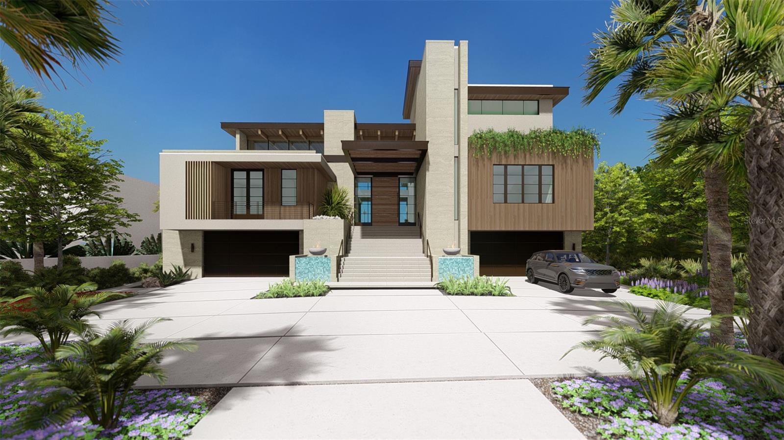 Pre-Construction. To be built. Soon to be under construction. Located on the coveted waterfront of Bay Point Drive, this extraordinary custom residence represents a rare opportunity to own a truly bespoke new-build in one of Sarasota’s most desirable bayfront settings. Designed by the acclaimed DSDG Architects and expertly built by Dynan Construction, this home blends striking modern architecture with timeless coastal elegance.Showcasing open bay views, the residence features an expansive open floor plan anchored by a dramatic great room and living area with soaring ceilings, walls of windows, and floor-to-ceiling sliding glass doors that flood the interiors with natural light and seamlessly connect indoor and outdoor living. Entertain effortlessly with a sophisticated lounge and temperature-controlled wine cellar, complemented by a chef’s kitchen and oversized chef’s pantry.The home offers a six-car garage, ideal for collectors and car enthusiasts, and includes an elevator servicing all floors for ultimate convenience. The entire top floor is dedicated to a private primary suite retreat, complete with a serene sitting area and a private study, creating a peaceful sanctuary with elevated views.Outdoor living is equally impressive, featuring an expansive waterfront patio, tranquil koi pond, and multiple covered seating areas designed for year-round enjoyment and entertaining against the backdrop of Sarasota Bay.This exceptional new construction home is a statement of architectural excellence, craftsmanship, and luxury waterfront living—offering refined design, thoughtful amenities, and breathtaking views in a premier Sarasota location.