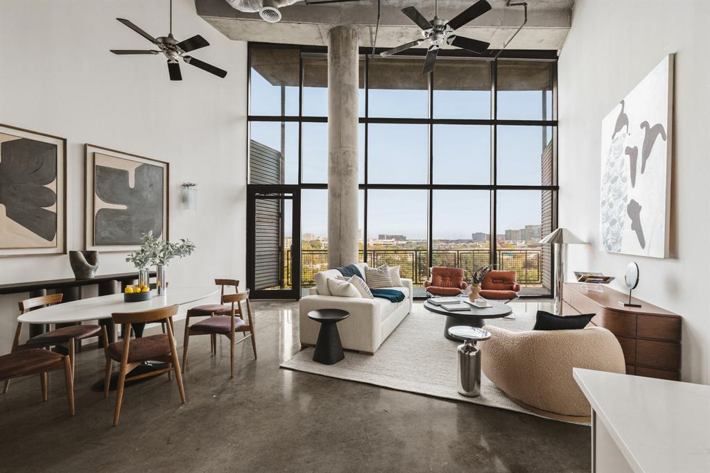 Perched on the 7th floor of the highly sought-after 588 Lofts, this beautifully updated two-bedroom, two-bath residence offers effortless urban loft living with sweeping, unobstructed views of the Dallas skyline. Thoughtfully remodled throughout, the home features an updated kitchen and bathrooms, while dramatic 20-foot windows fill the space with natural light and frame the city beyond.The spacious second-floor primary suite is a standout, offering a generous loft-style layout, custom walk-in closet system, and plenty of room to create a private retreat. An open, airy floor plan and expansive skyline views create an inviting setting for both everyday living and entertaining.Adding to the appeal, the building itself has undergone significant refurbishment, including updated balconies, improvements and upgrades to fire safety systems, and roof repairs and enhancements. The property’s elevated position and exclusive location offer protected views of Dallas, providing a rare combination of privacy, security, and skyline scenery.588 Lofts offers a community pool, fitness center, inviting common areas, and a rooftop deck ideal for entertaining while taking in panoramic city views. Located just moments from Griggs Park, Whole Foods, and the restaurants, coffee shops, and nightlife of State Thomas and Uptown, this is a unique opportunity to enjoy the best of urban Dallas living with the city right outside your door.