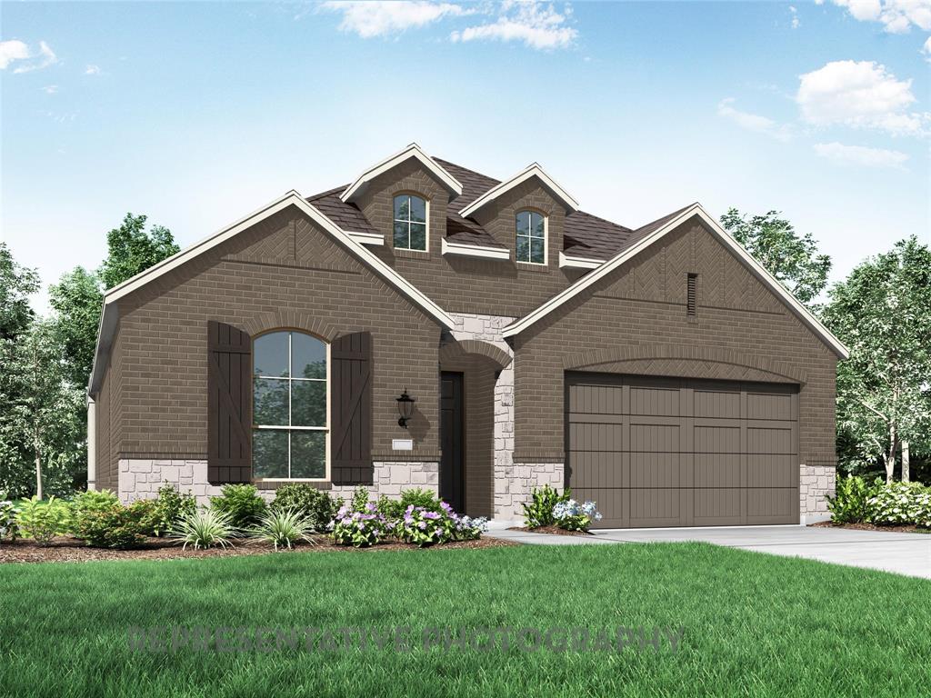 New home from award winning builder,Highland Homes in beautiful master planned neighborhood of Wildflower Ranch. Amazing amenities in the neighborhood including a lazy river,resort style pool,playgrounds,dog park,miles of hike and bike trails. Onsite HOA office and lifestyle coordinator for convenience. Additional amenities coming soon include pickle ball and a splash pad.  Elementary school in neighborhood. Home has everything you need all on one floor,including a study and entertainment room.  Custom kitchen features include farm sink,upgraded veined quartz countertops and built in appliances.  Flooring,carpet and tile all upgraded. 11' ceilings. No neighbor behind.